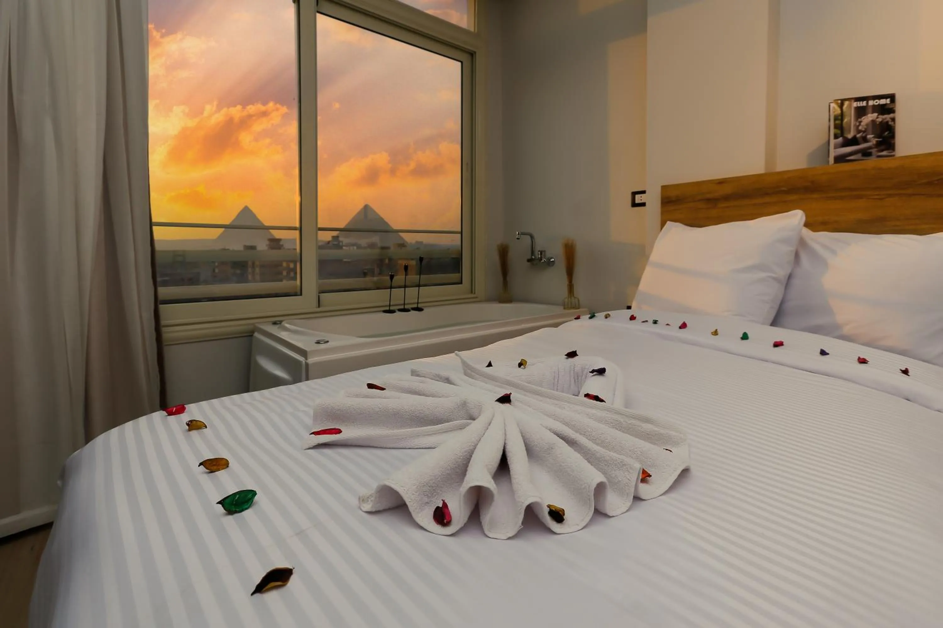 Bed in Rixoss tower Pyramids View