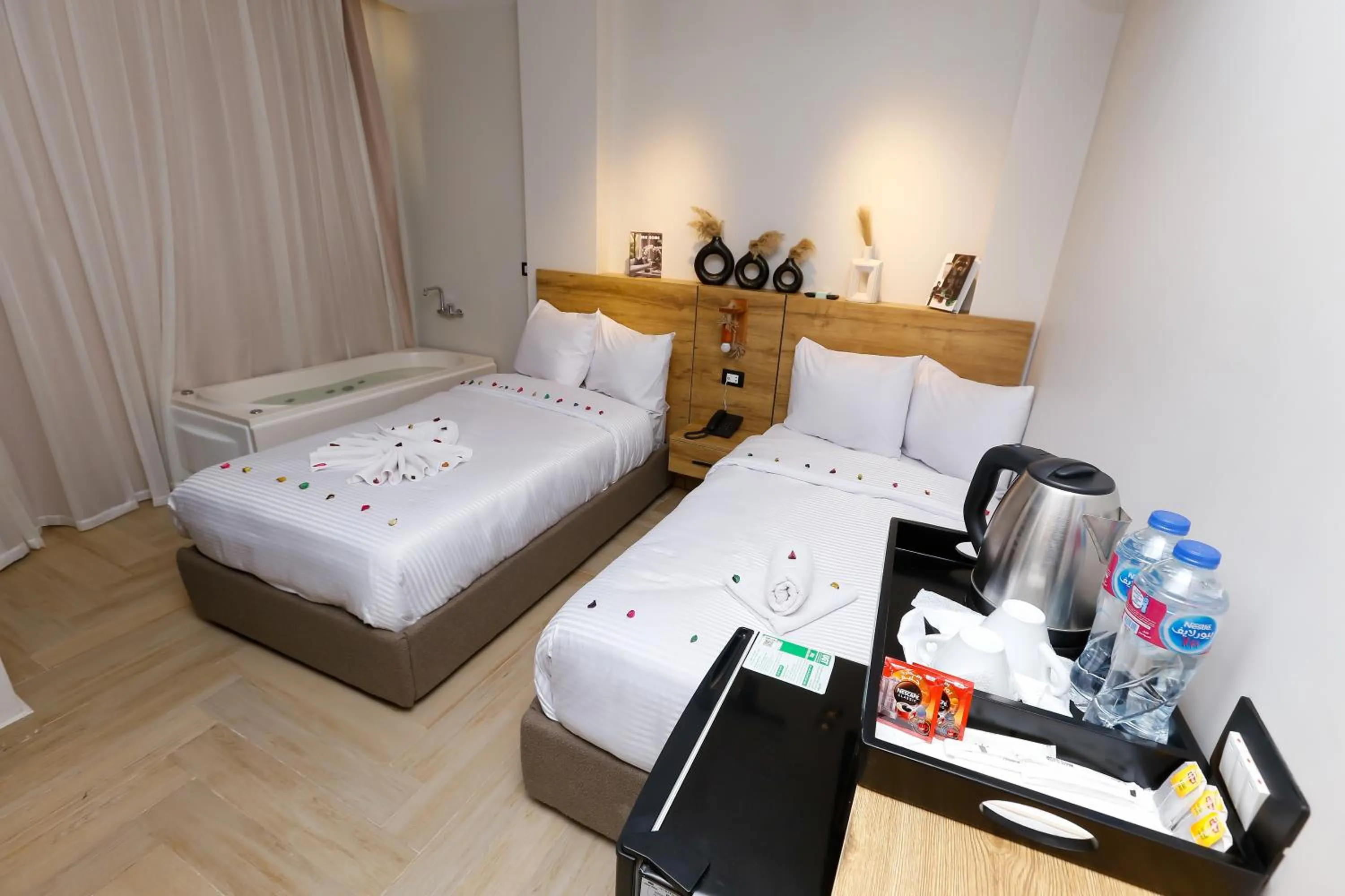 Bed in Rixoss tower Pyramids View