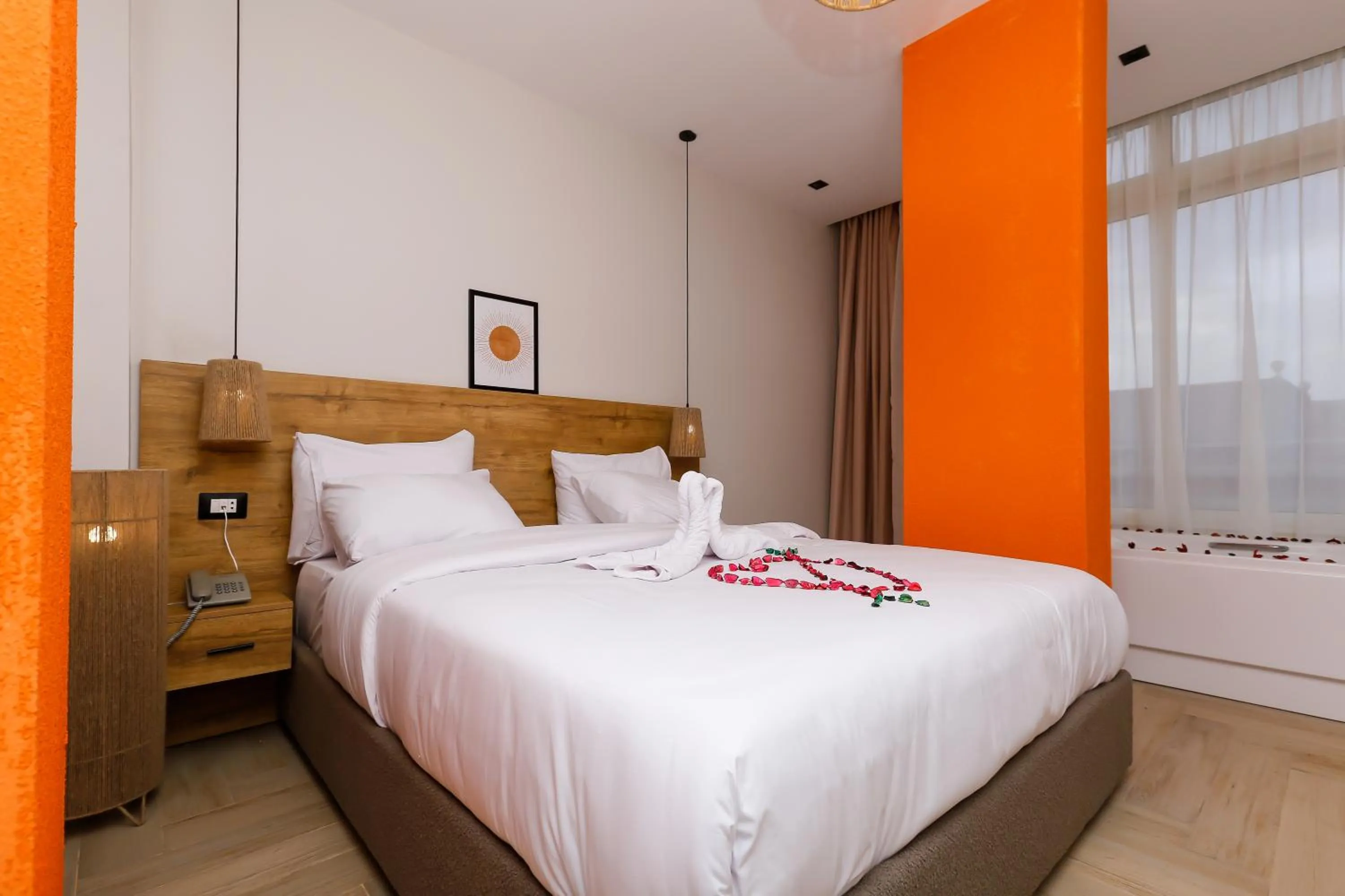 Bed in Rixoss tower Pyramids View