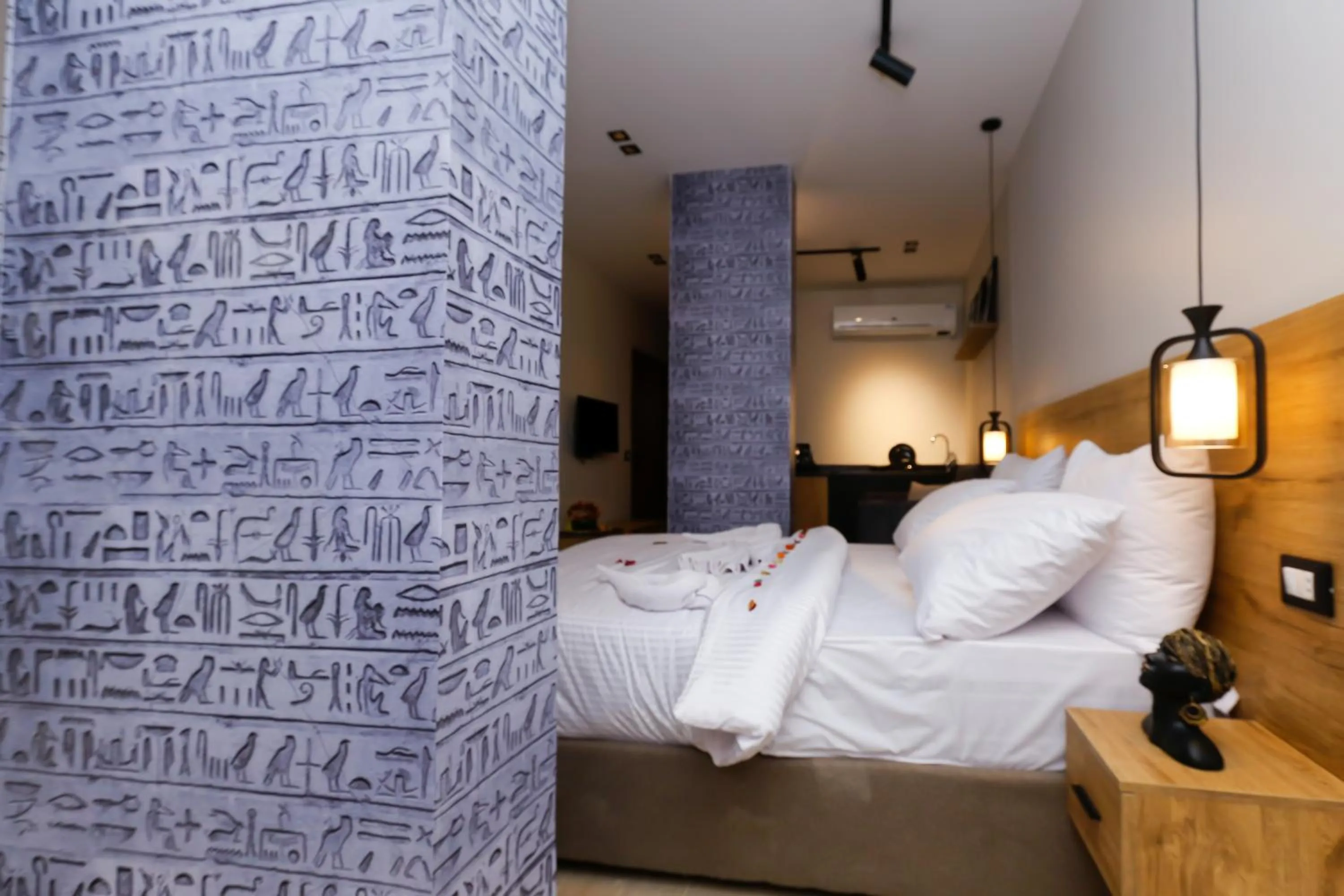 Bed in Rixoss tower Pyramids View