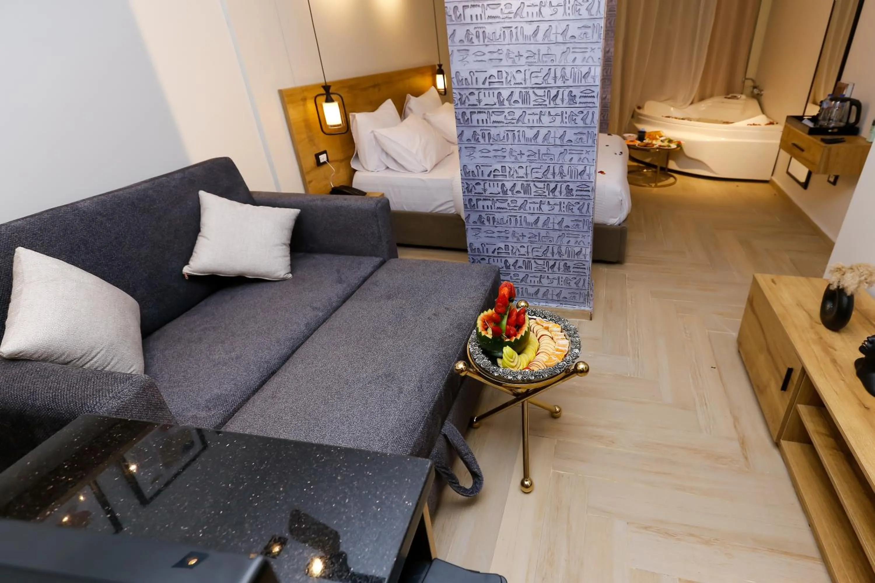 Bed in Rixoss tower Pyramids View