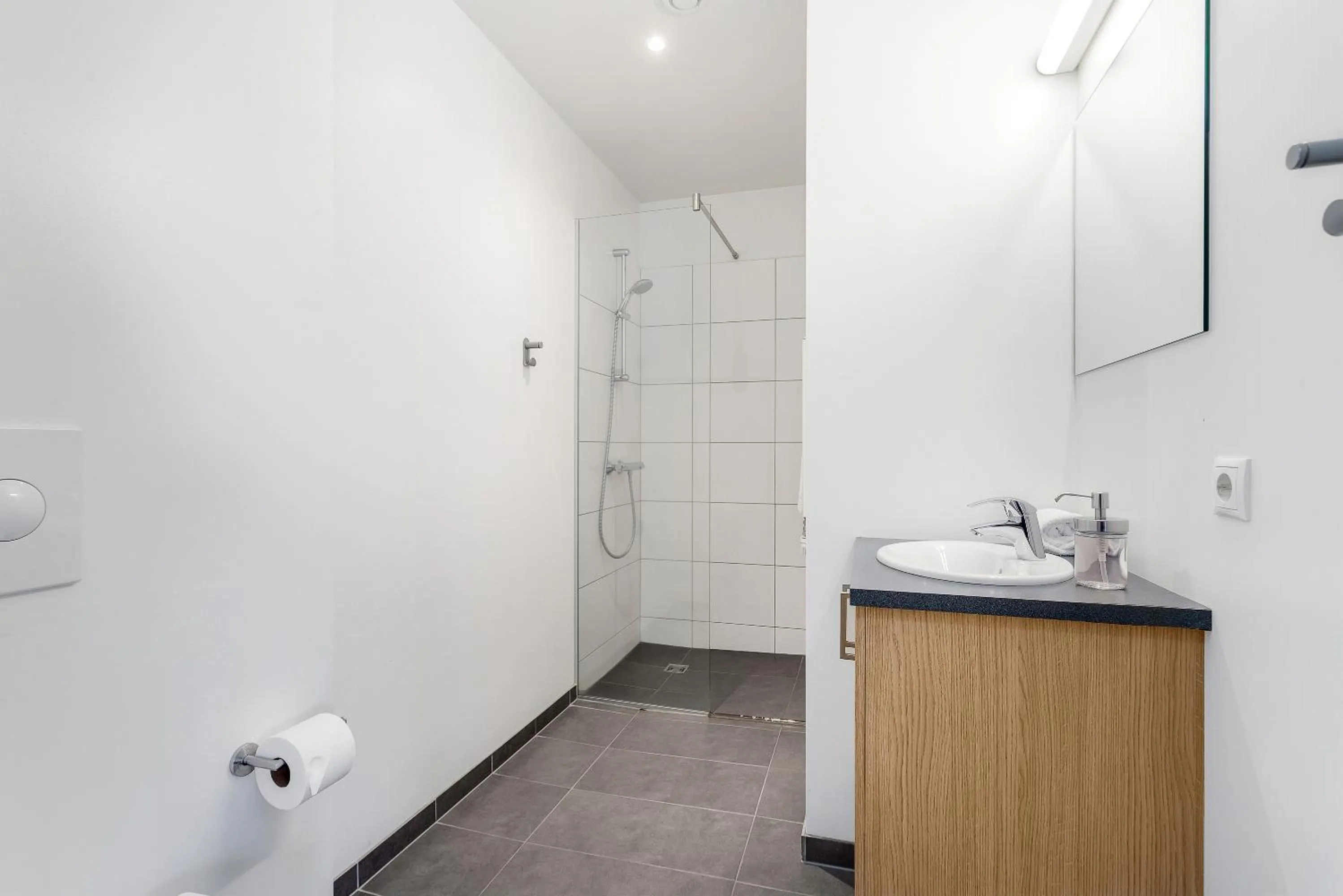 Shower in Blue Mountain Apartments by Heimaleiga