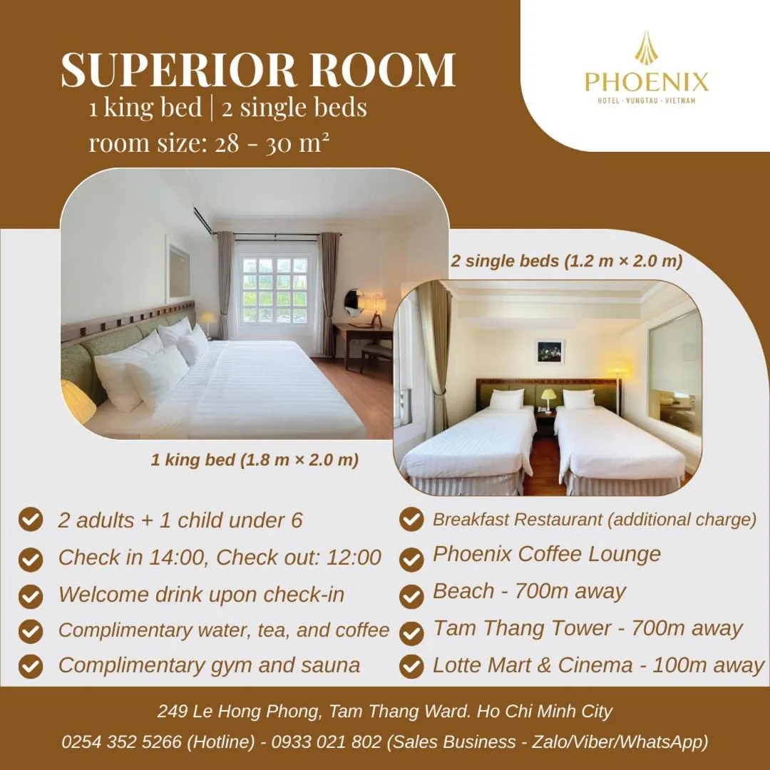Text overlay, Bed in Phoenix Hotel Vung Tau