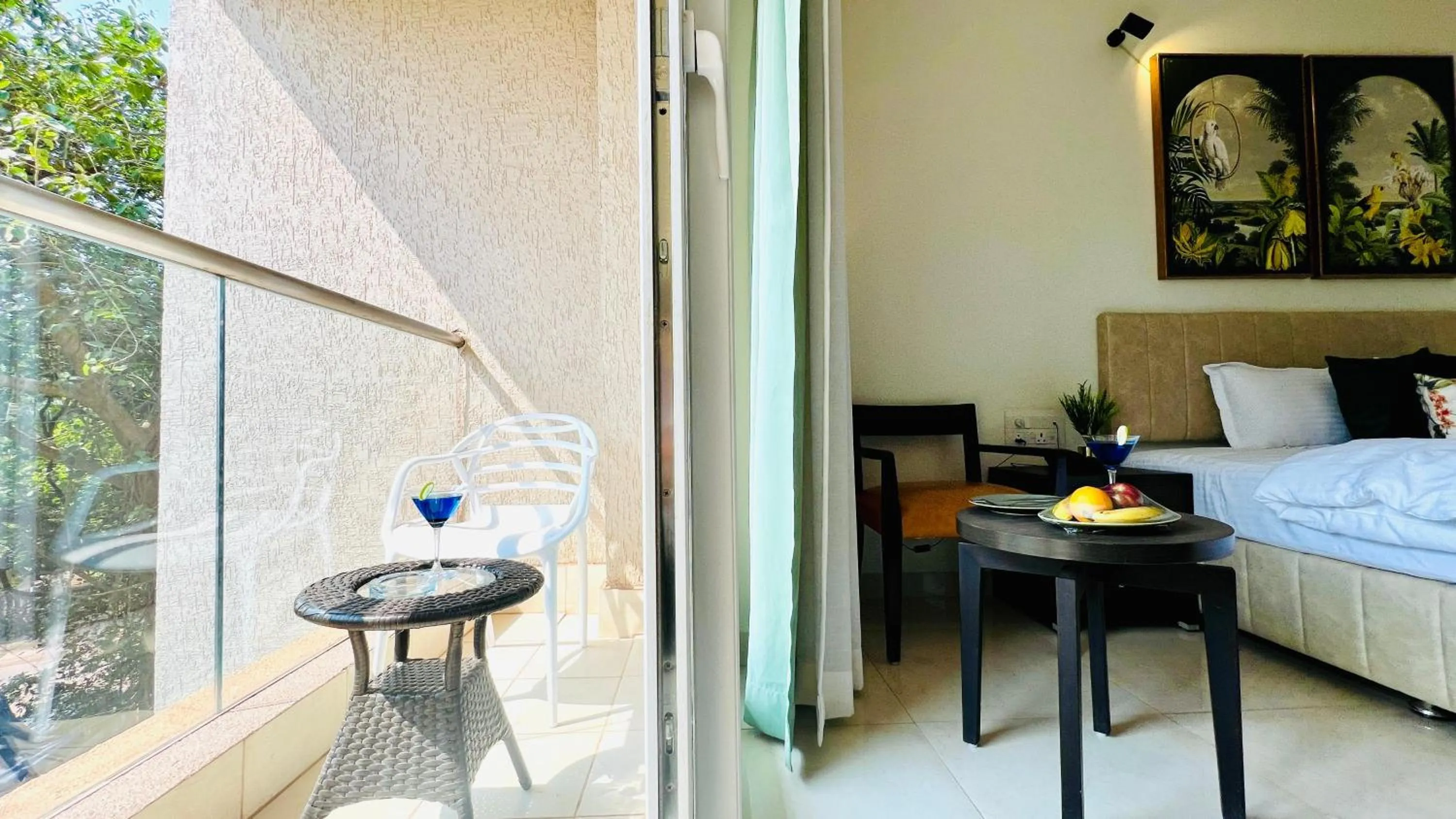 Balcony/Terrace, Bed in BluO Amani Vagator - Boutique Hotel Goa