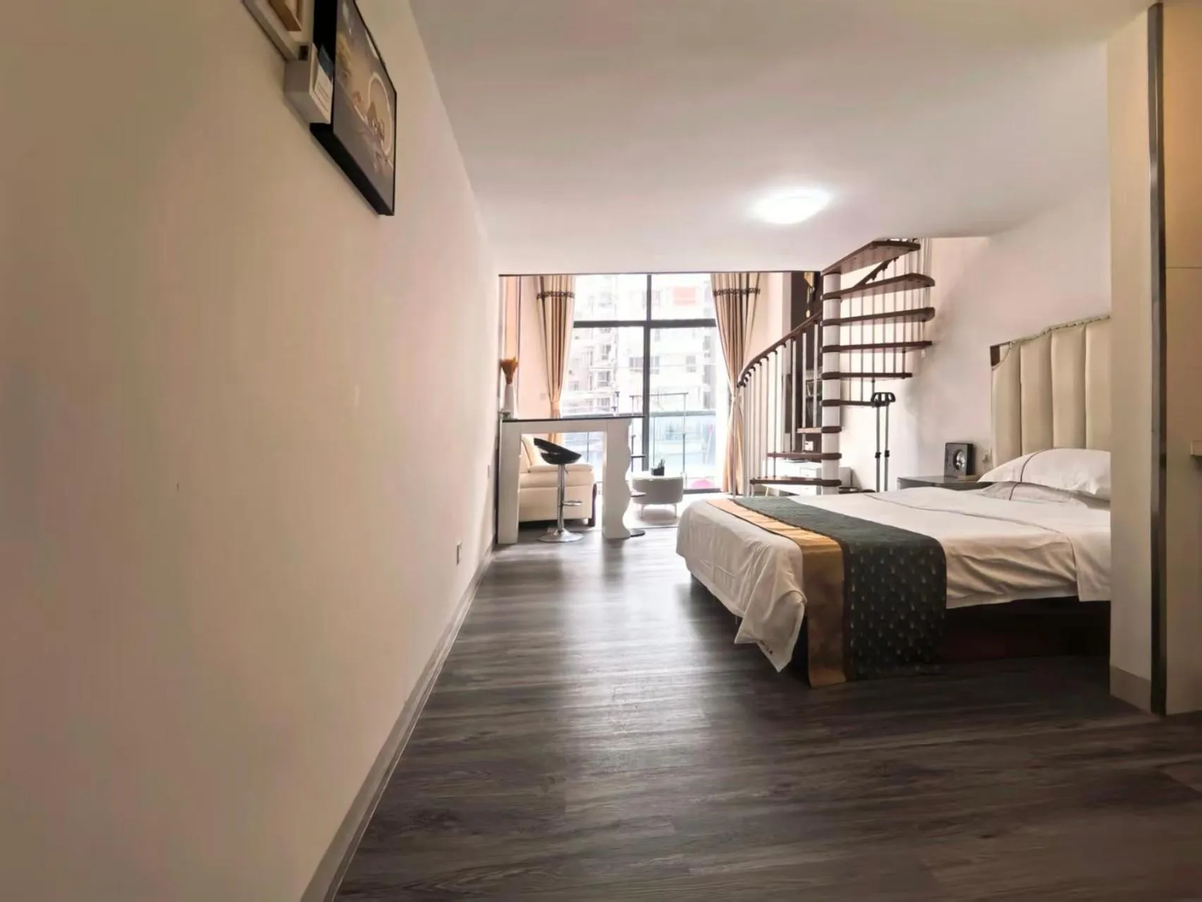 Bed in Meiru Apartment Hotel Guangzhou Bolin Apartment