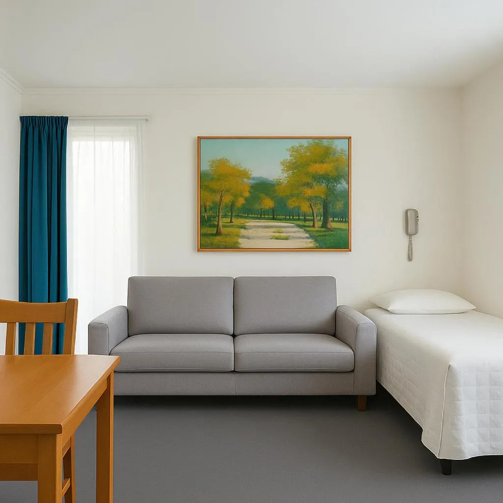 Living room, Bed in Pukekohe Motel