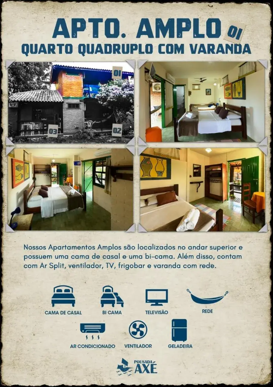 Quadruple Room with Balcony in Pousada Axe Quadruple Room with Balcony in Pousada Axe