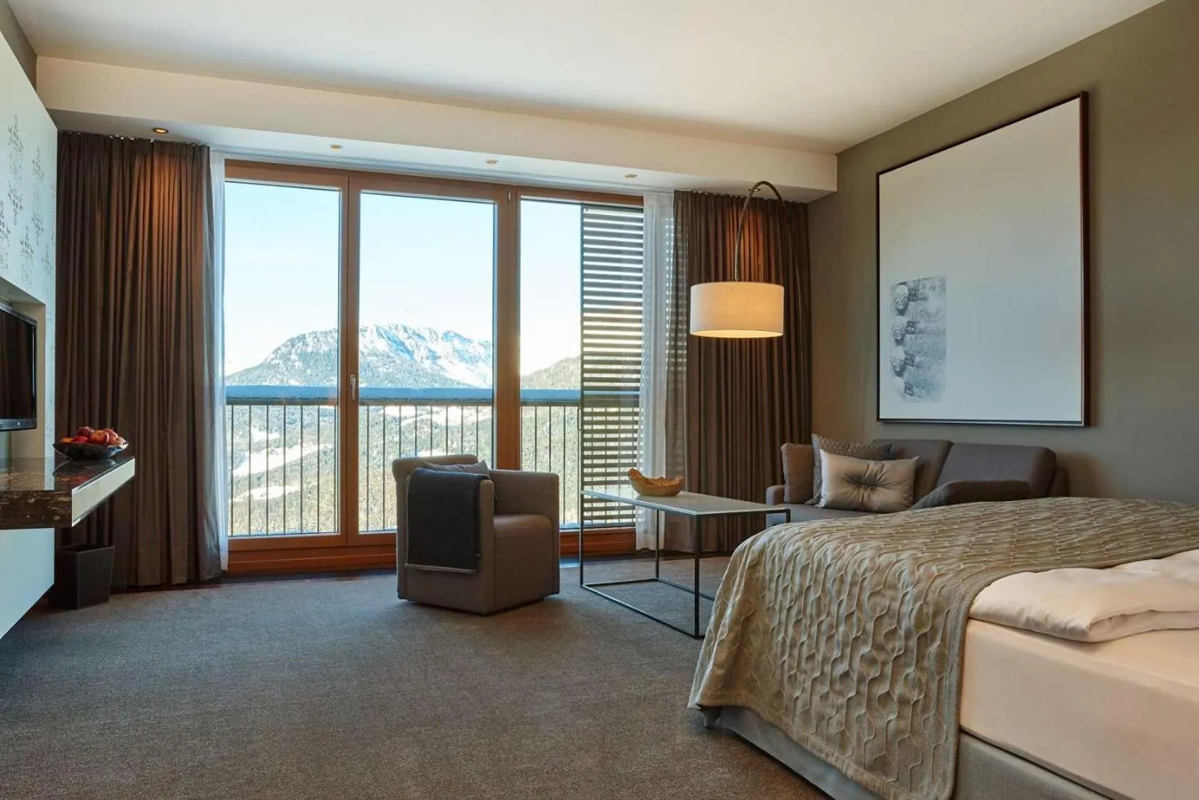 Living room, Bed in Kempinski Hotel Berchtesgaden