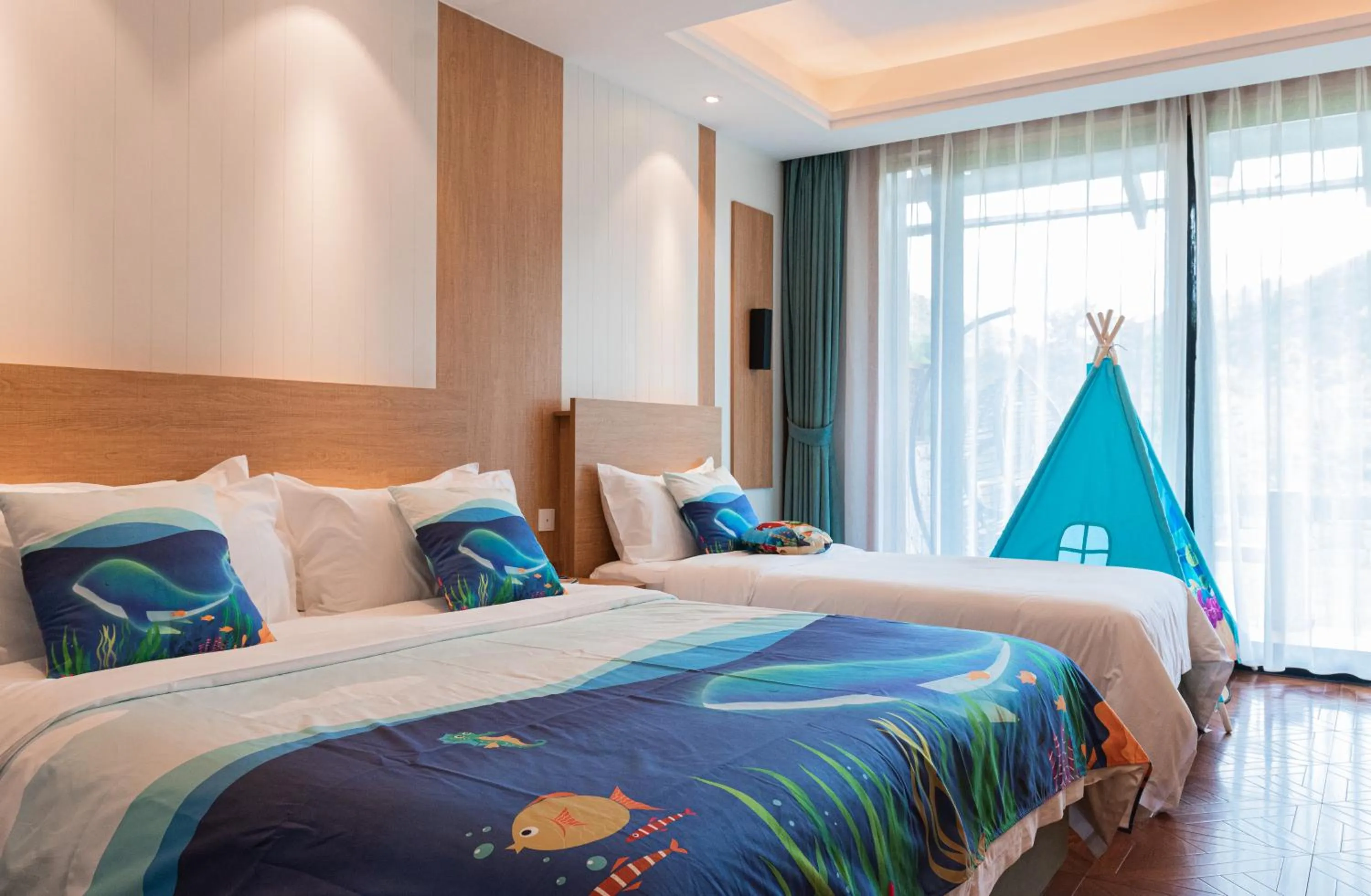 Bed in Nian hotel & resorts