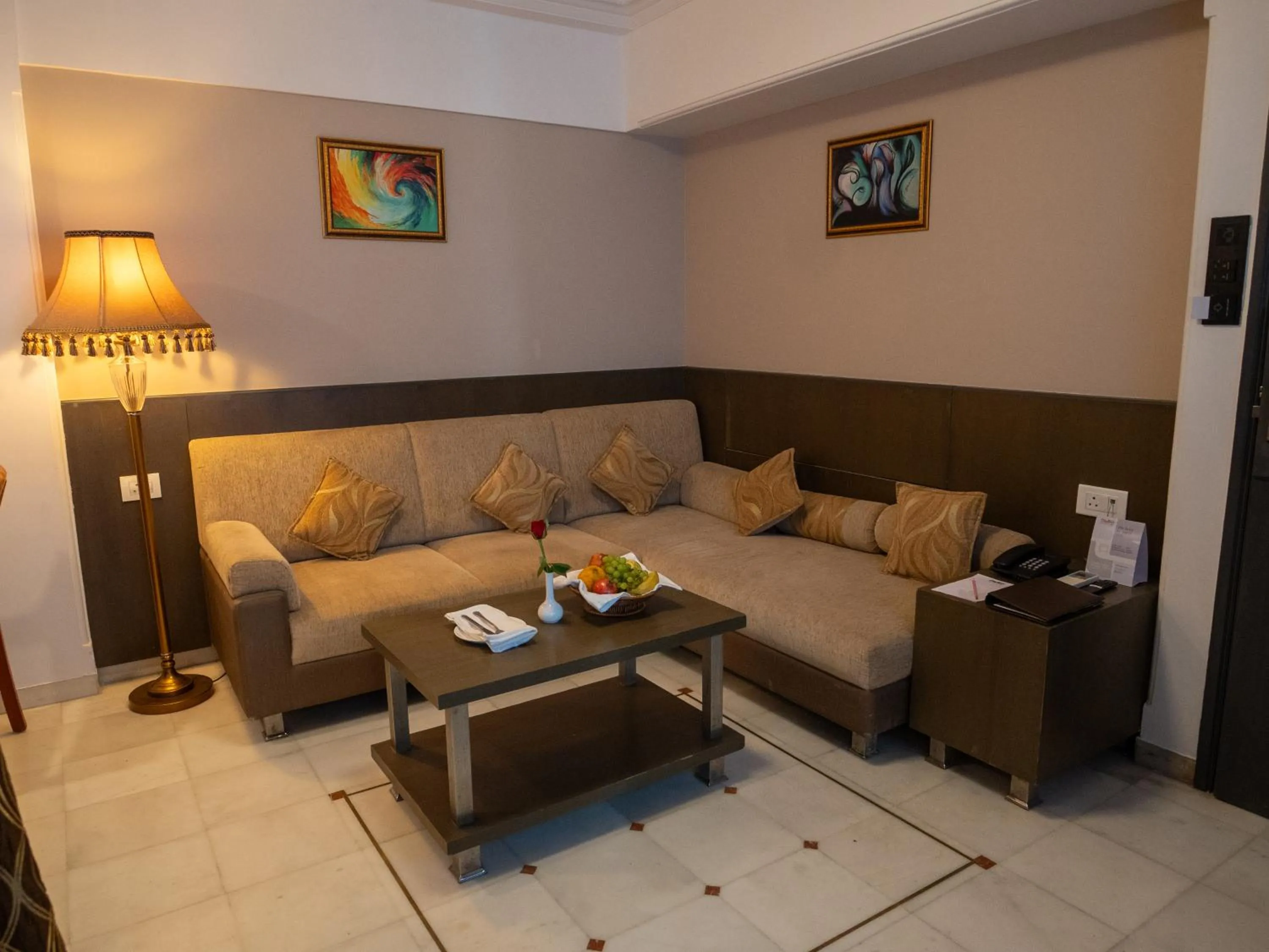 Seating area in Hotel Pravasa Stay