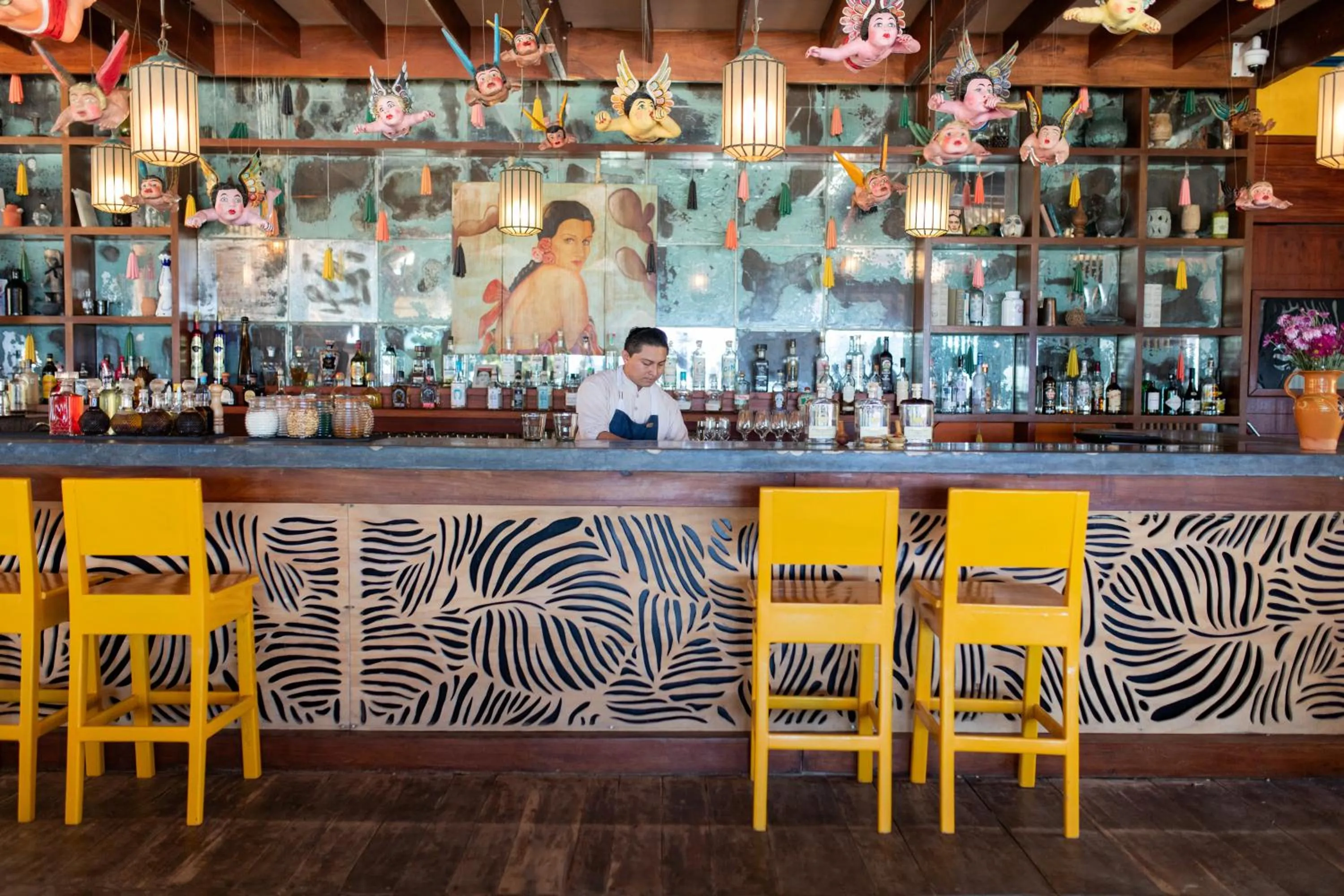 Lounge or bar in La Zebra Tulum, a Small Luxury Hotel