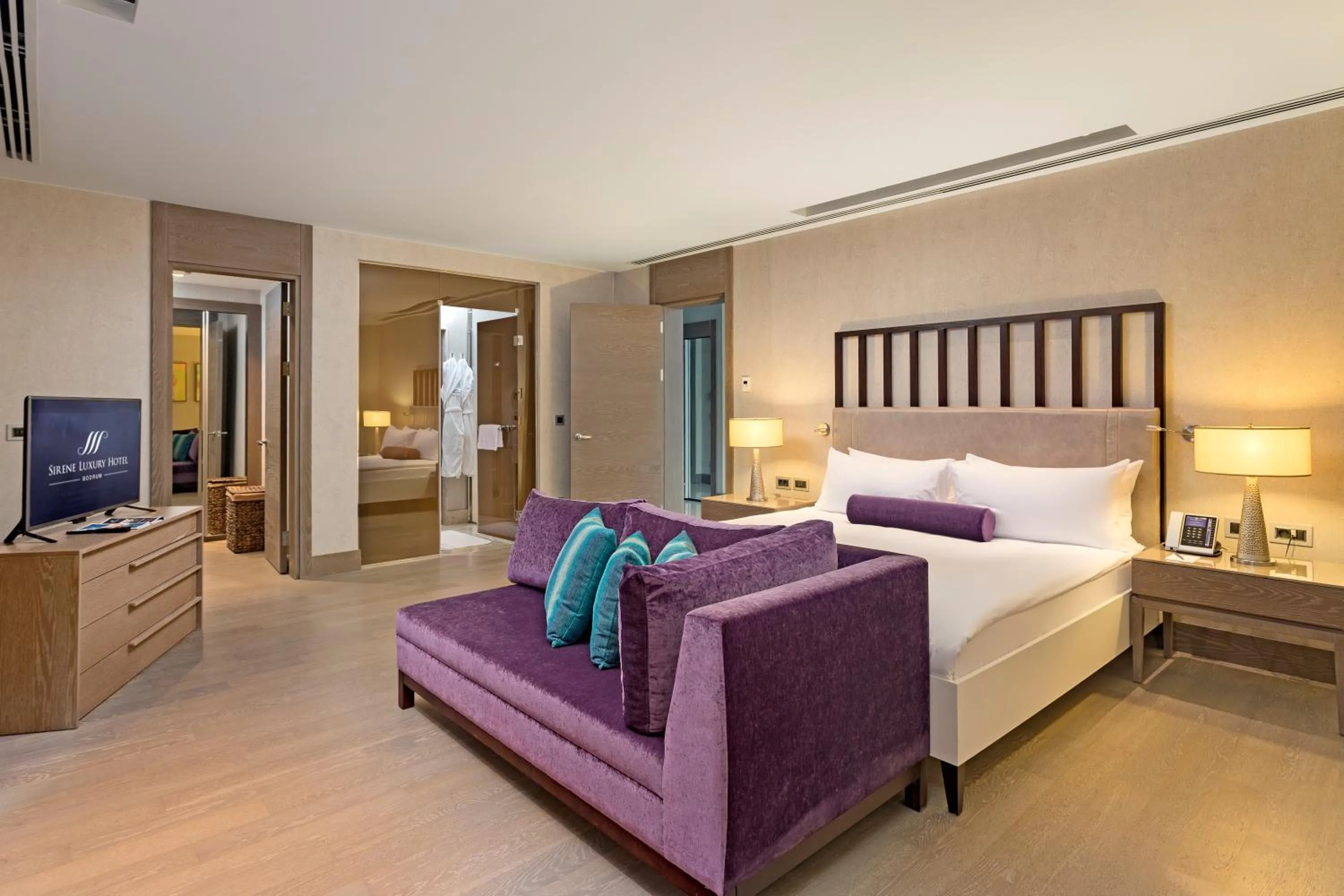 Bathroom, Bed in Sirene Luxury Hotel Bodrum