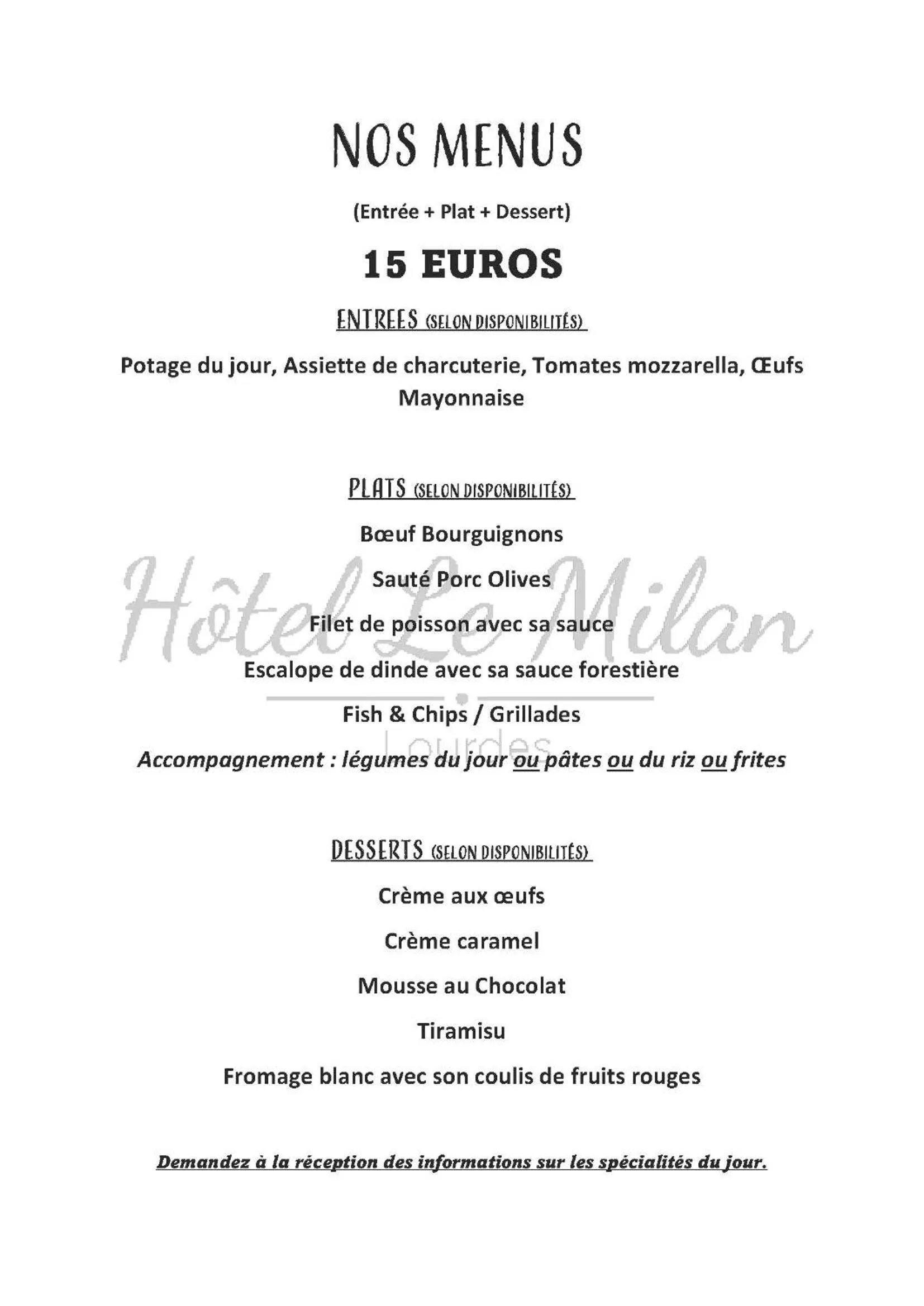 Food in Hôtel Le Milan