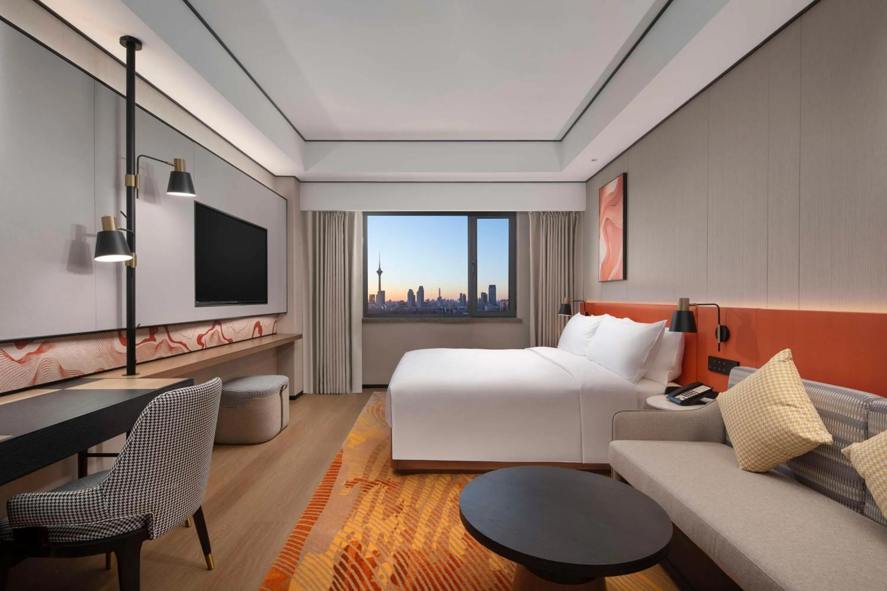 Bed in Hilton Garden Inn Tianjin Five Great Avenues