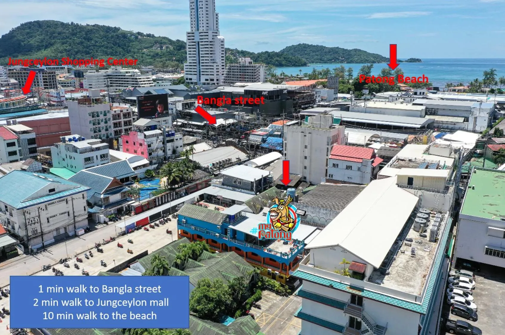 Bird's eye view in myPatong Social Hostel