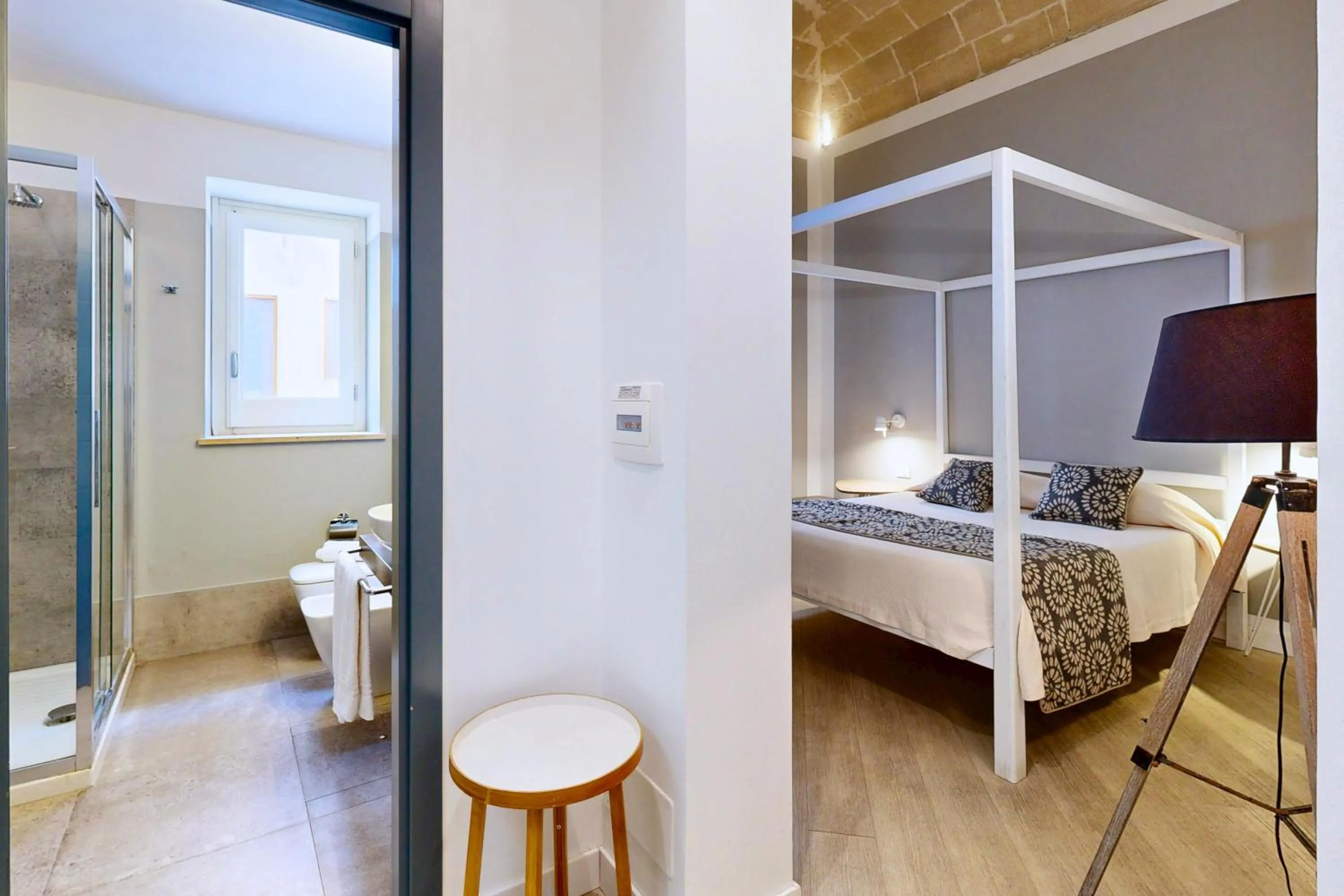 Shower, Bed in Aegusa Hotel