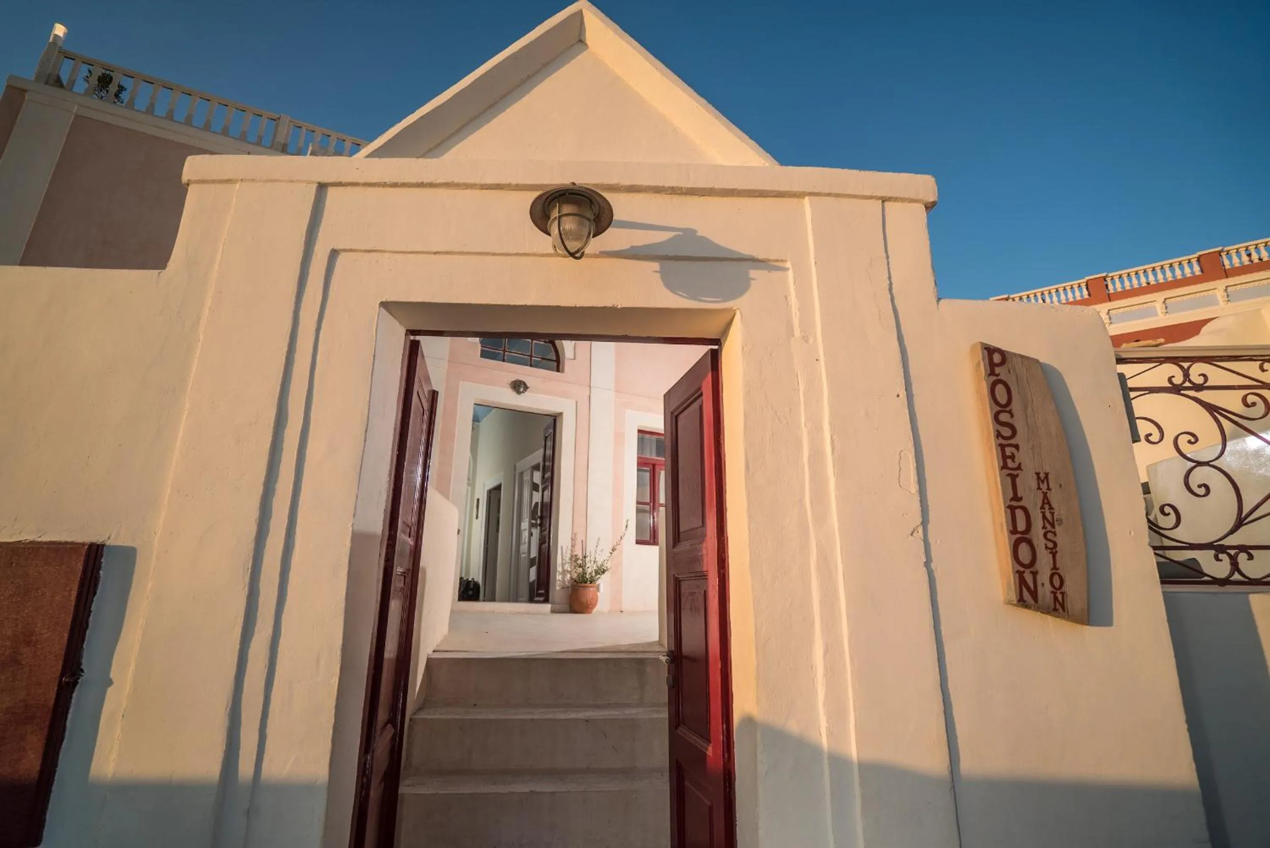 Facade/entrance in Poseidon Mansion Sunset