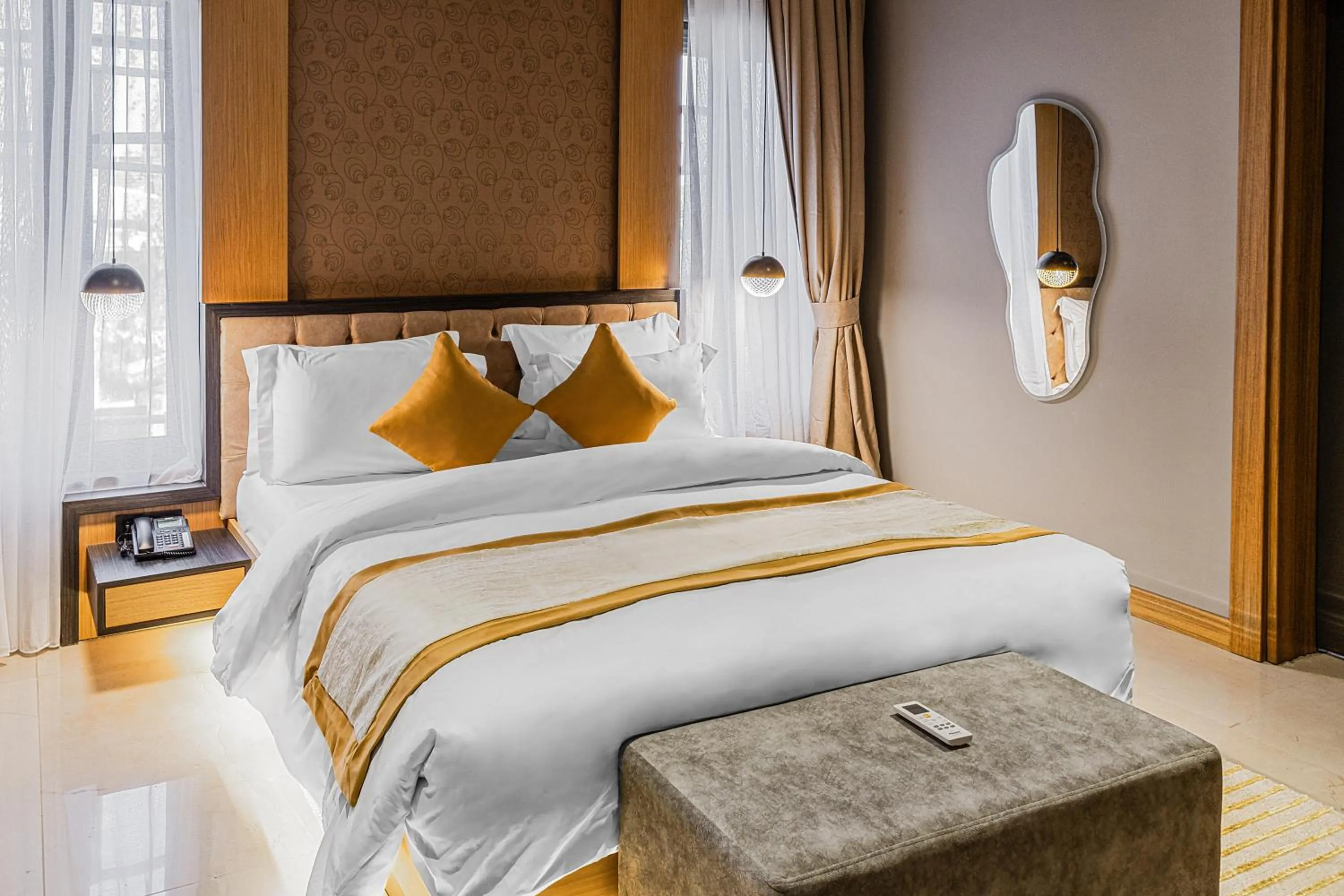 Bedroom, Bed in Yellow Trumpet Wuse 2