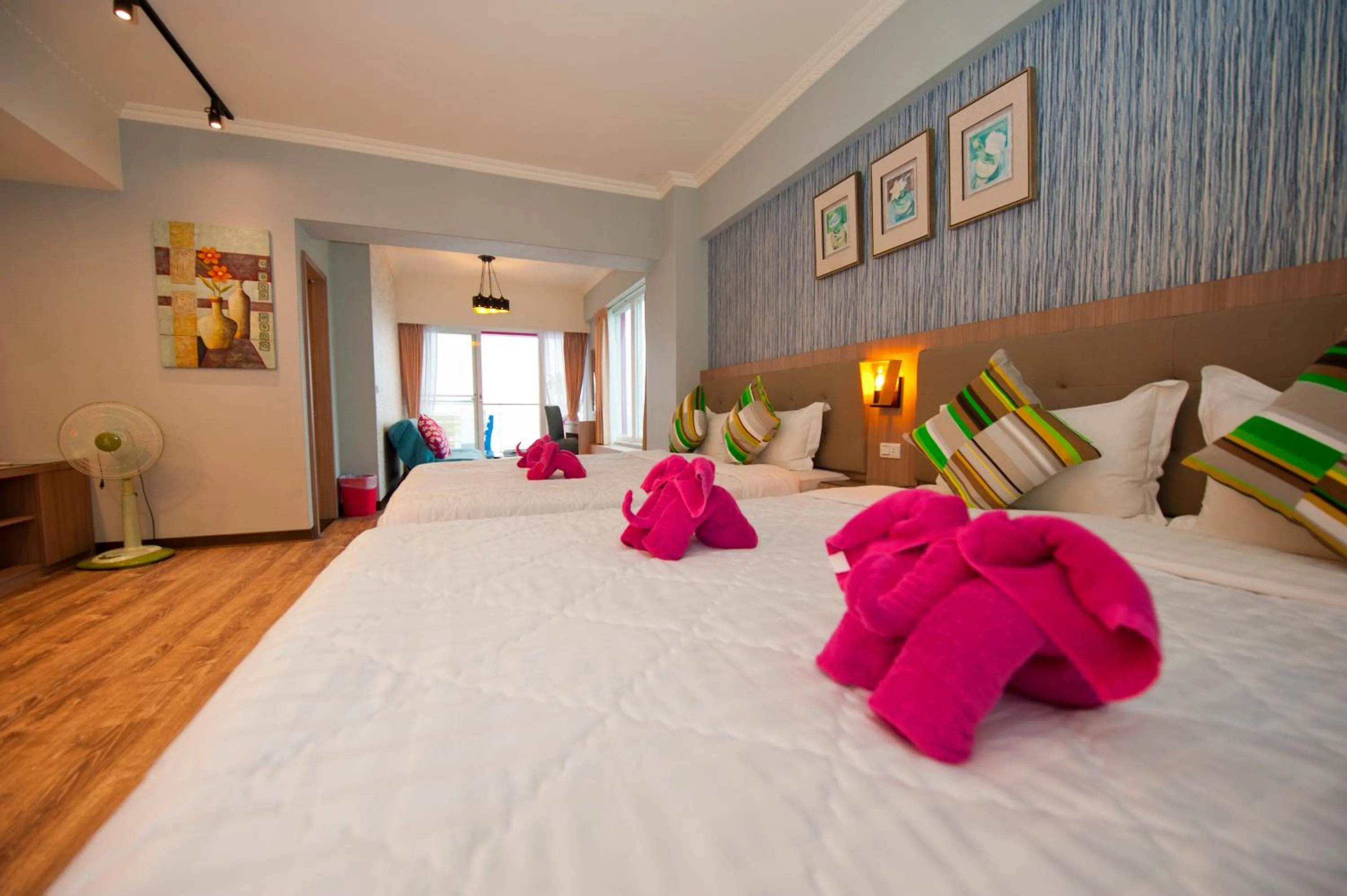 Bed in 墾丁品喬旅店