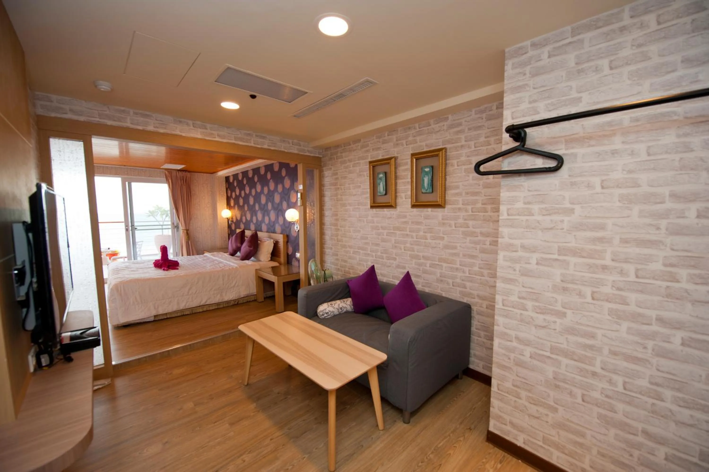 Bed in 墾丁品喬旅店