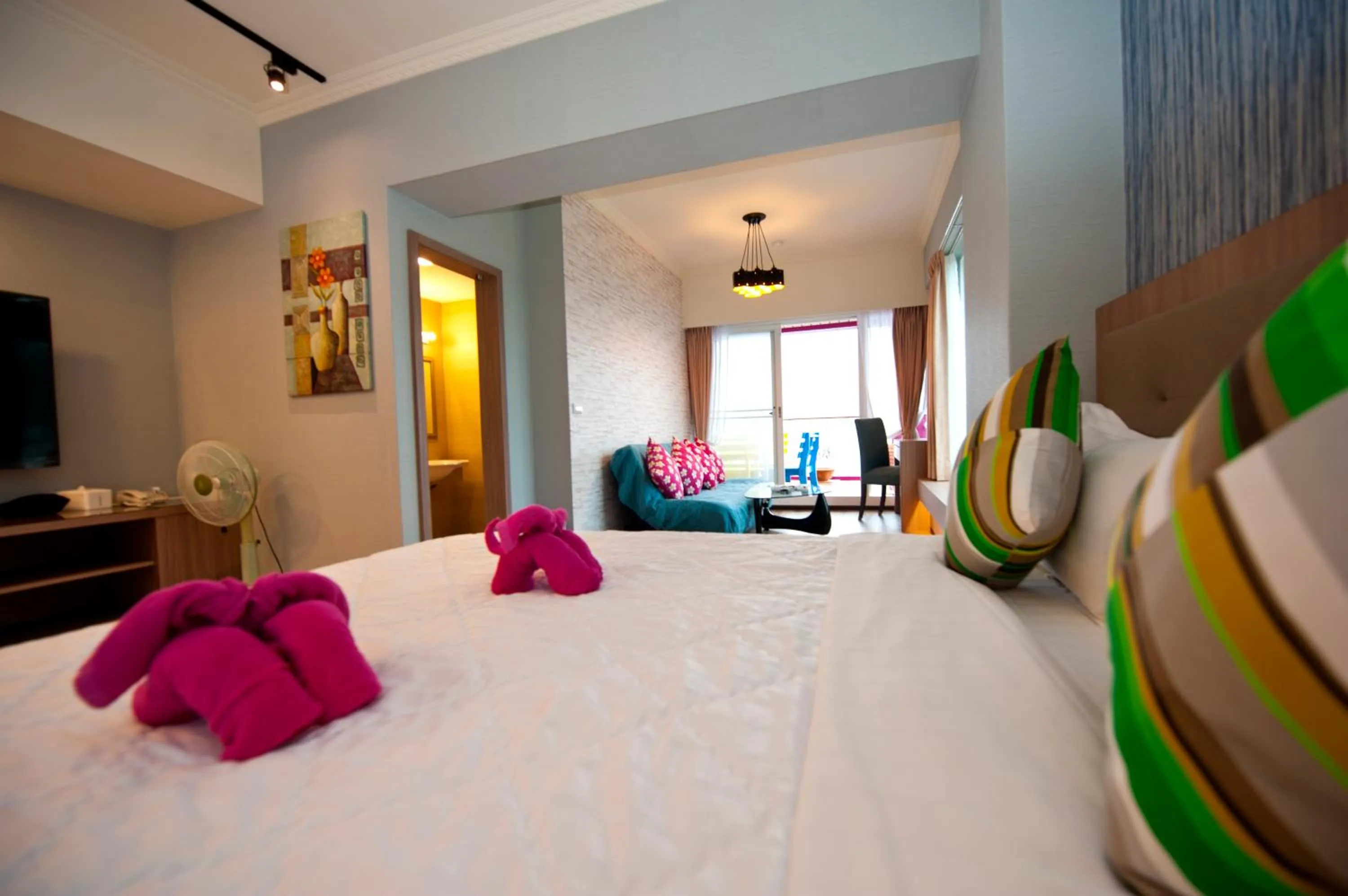 Bed in 墾丁品喬旅店