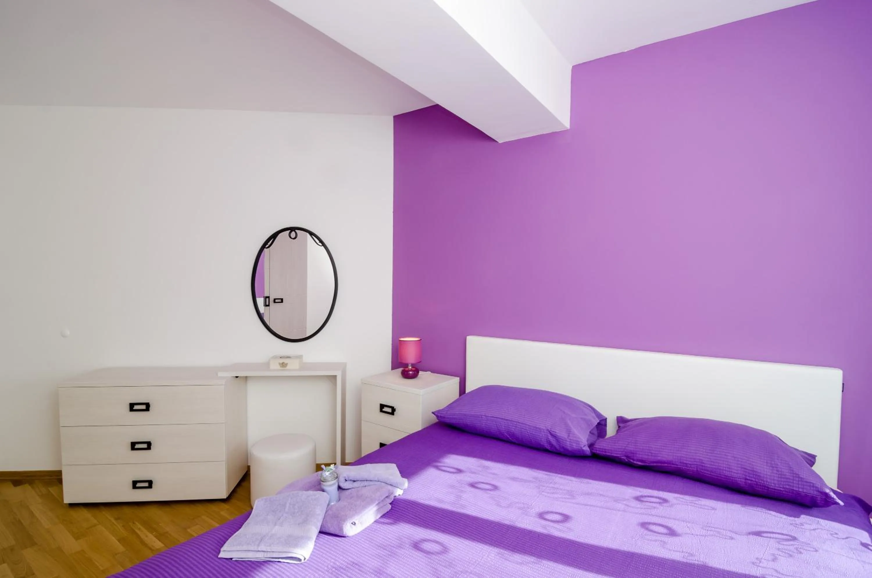 Bedroom, Bed in Apartment Atlant