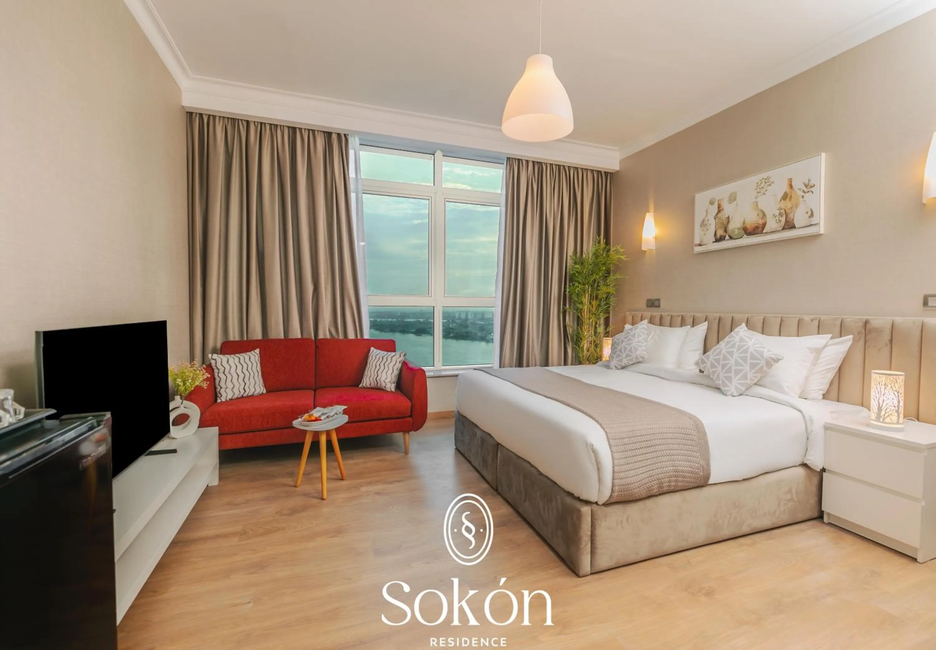 Bedroom, Bed in Sokon Residence Partial Nile view at Maadi