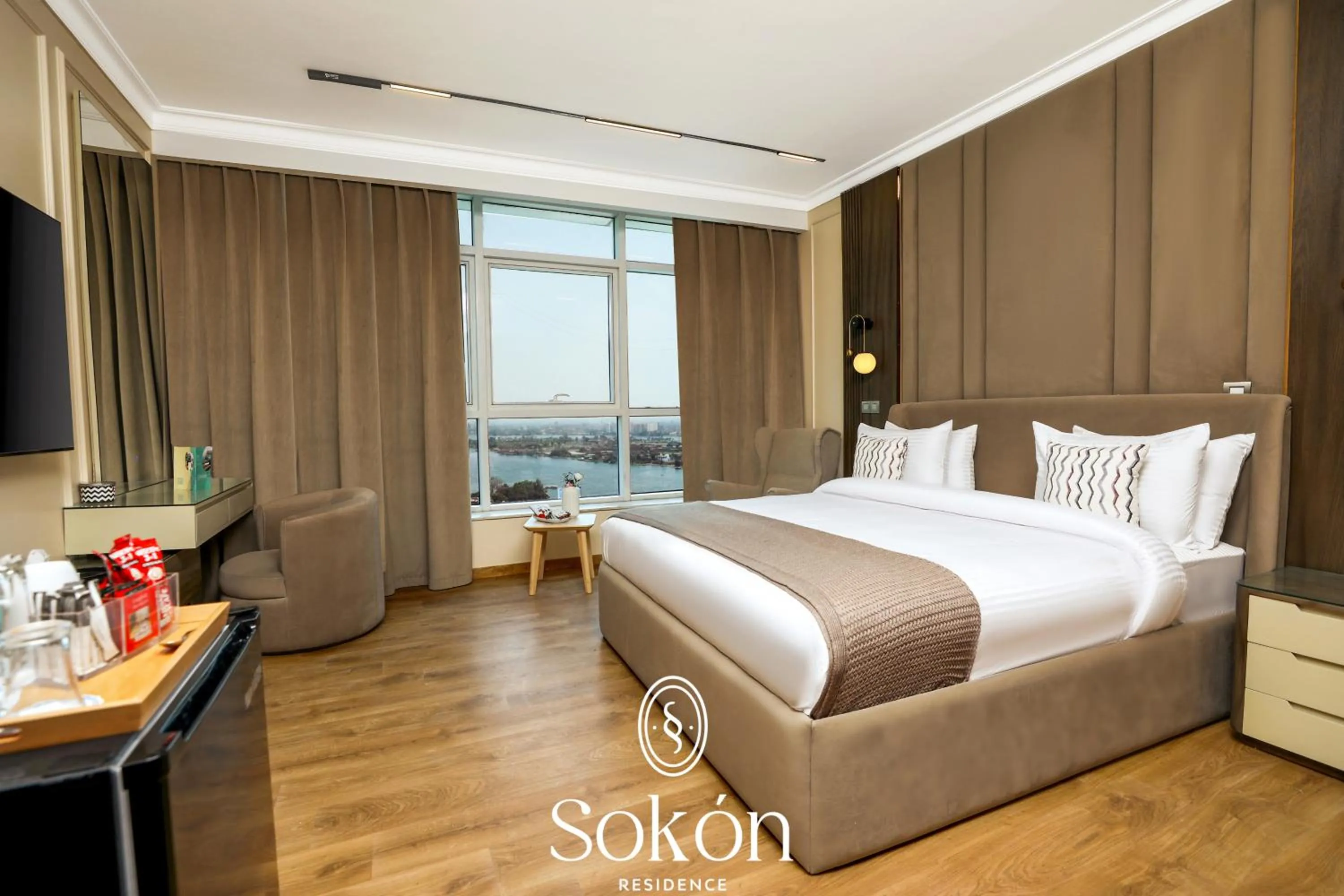 Bedroom, Bed in Sokon Residence Partial Nile view at Maadi