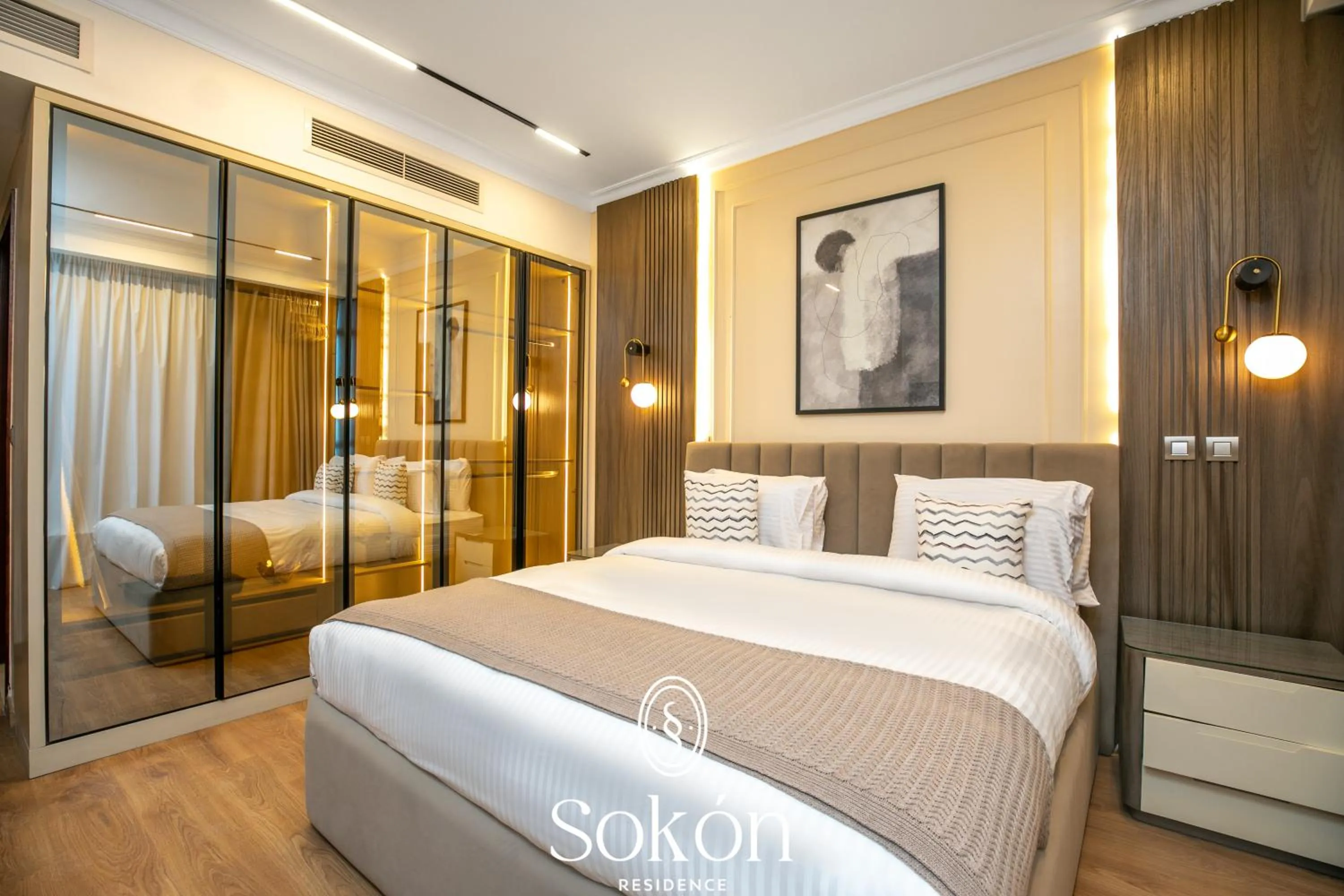 Bedroom, Bed in Sokon Residence Partial Nile view at Maadi