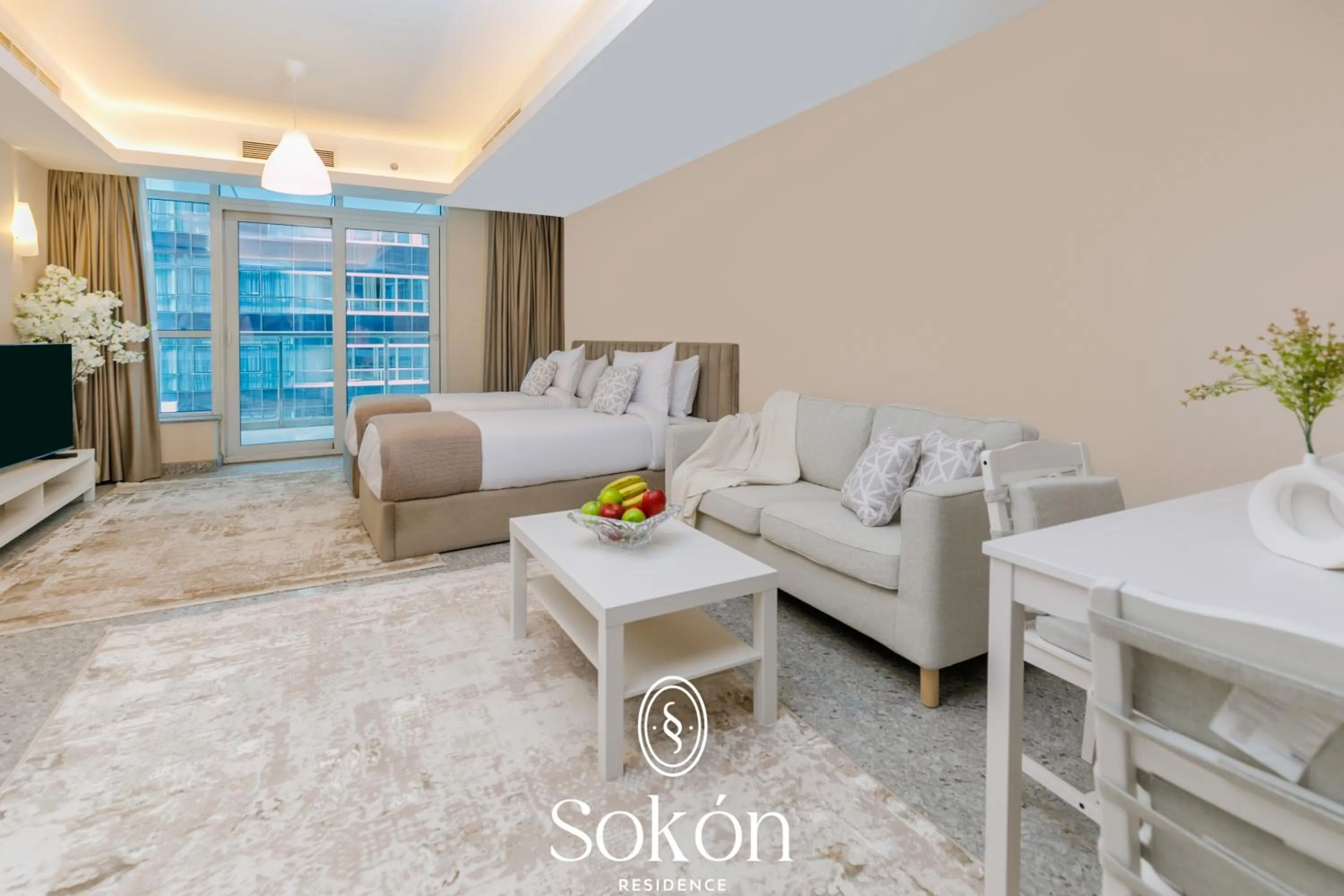 Living room in Sokon Residence Partial Nile view at Maadi