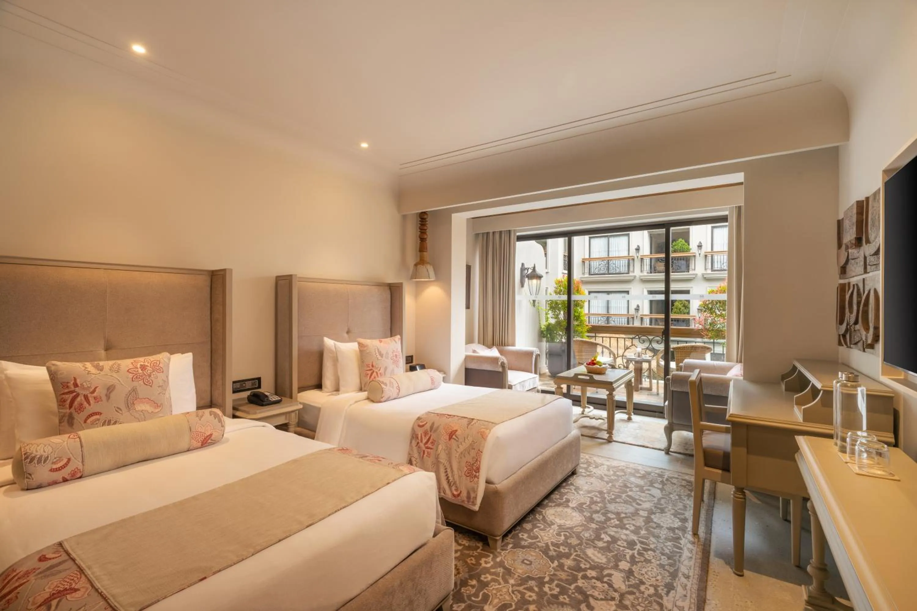 Communal lounge/ TV room, Bed in The Evren, Vagator - SLH-A Small Luxury Hotel