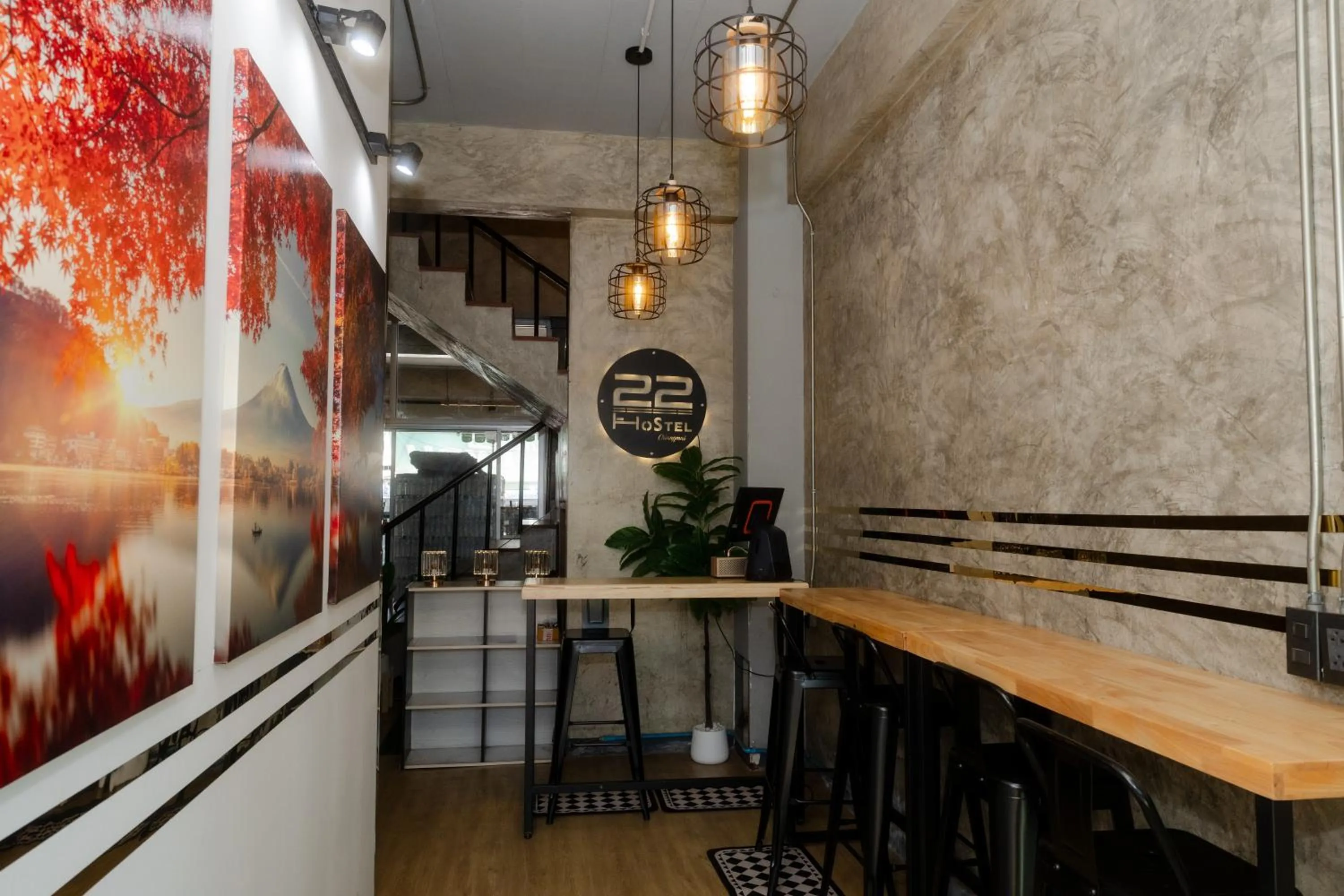 Seating area in 22 Hostel