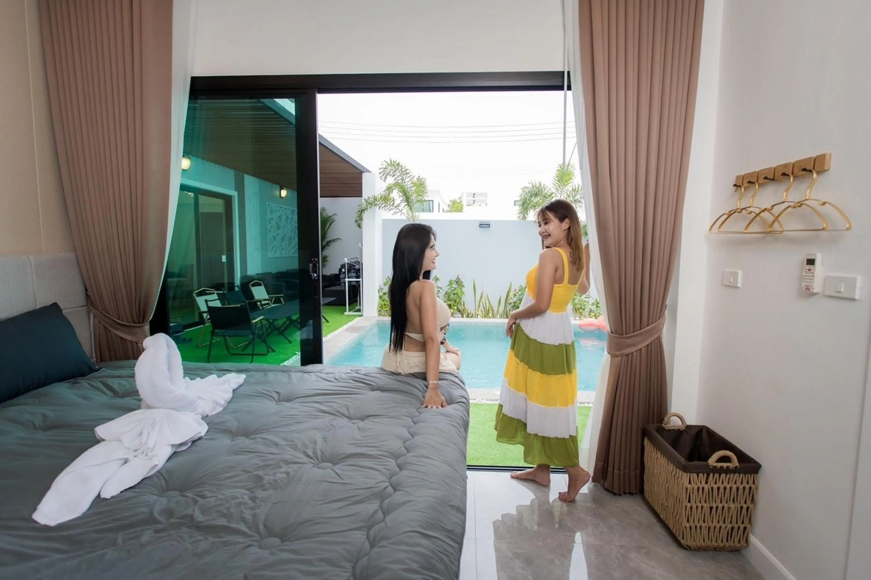 Bed in The Modern Pool Villa Hua Hin