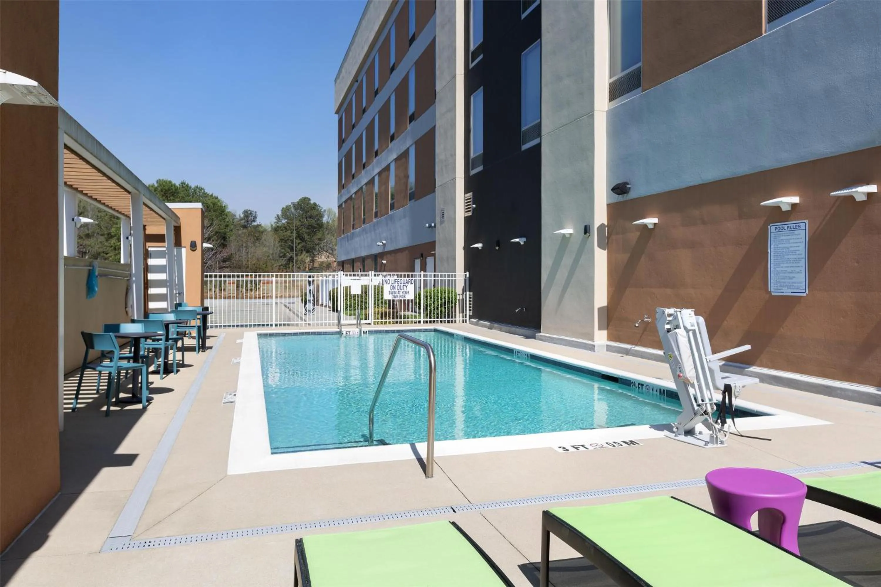 Pool view in Home2 Suites by Hilton Greenville Airport