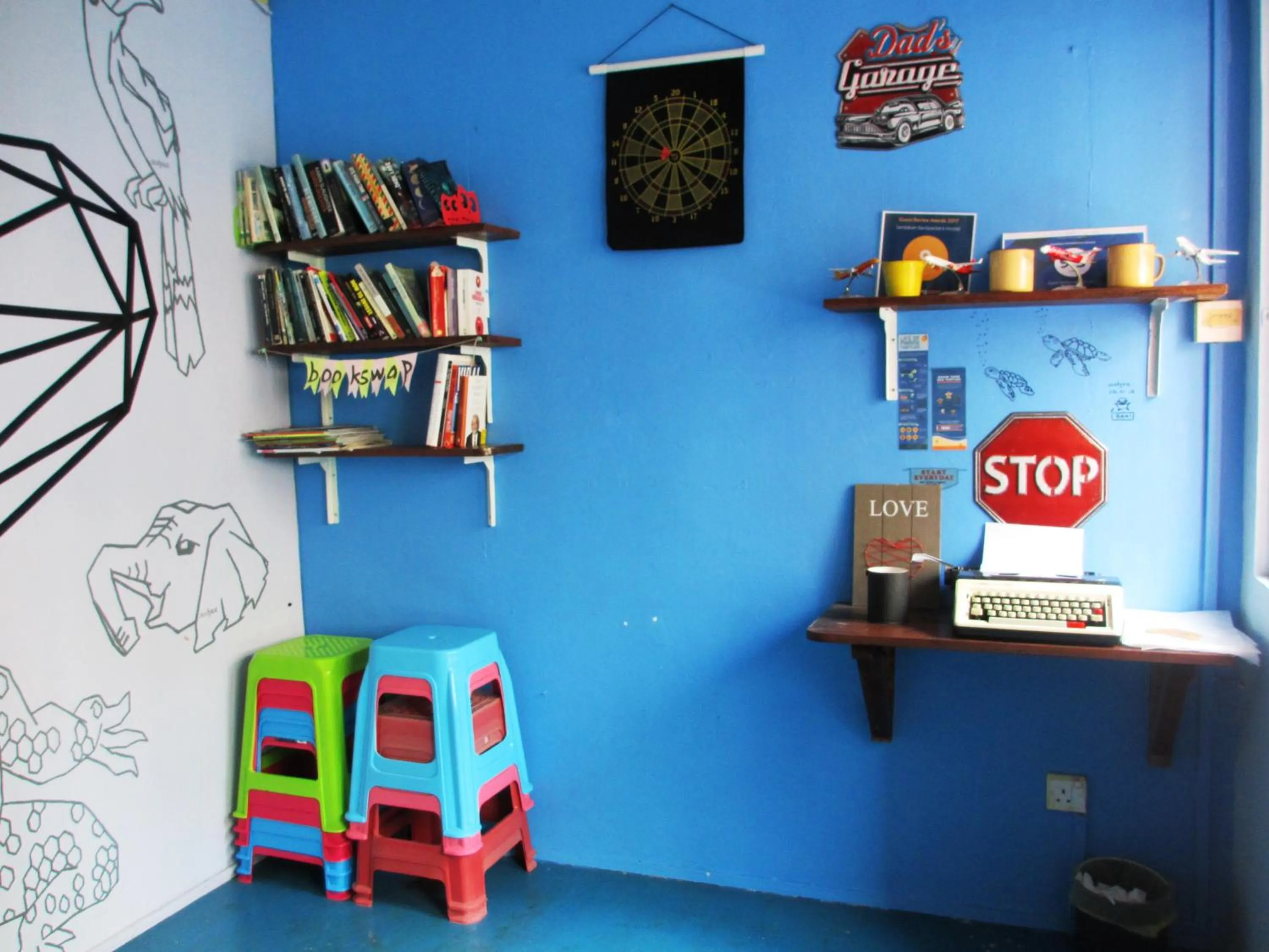 Library in Sandakan Backpackers Hostel