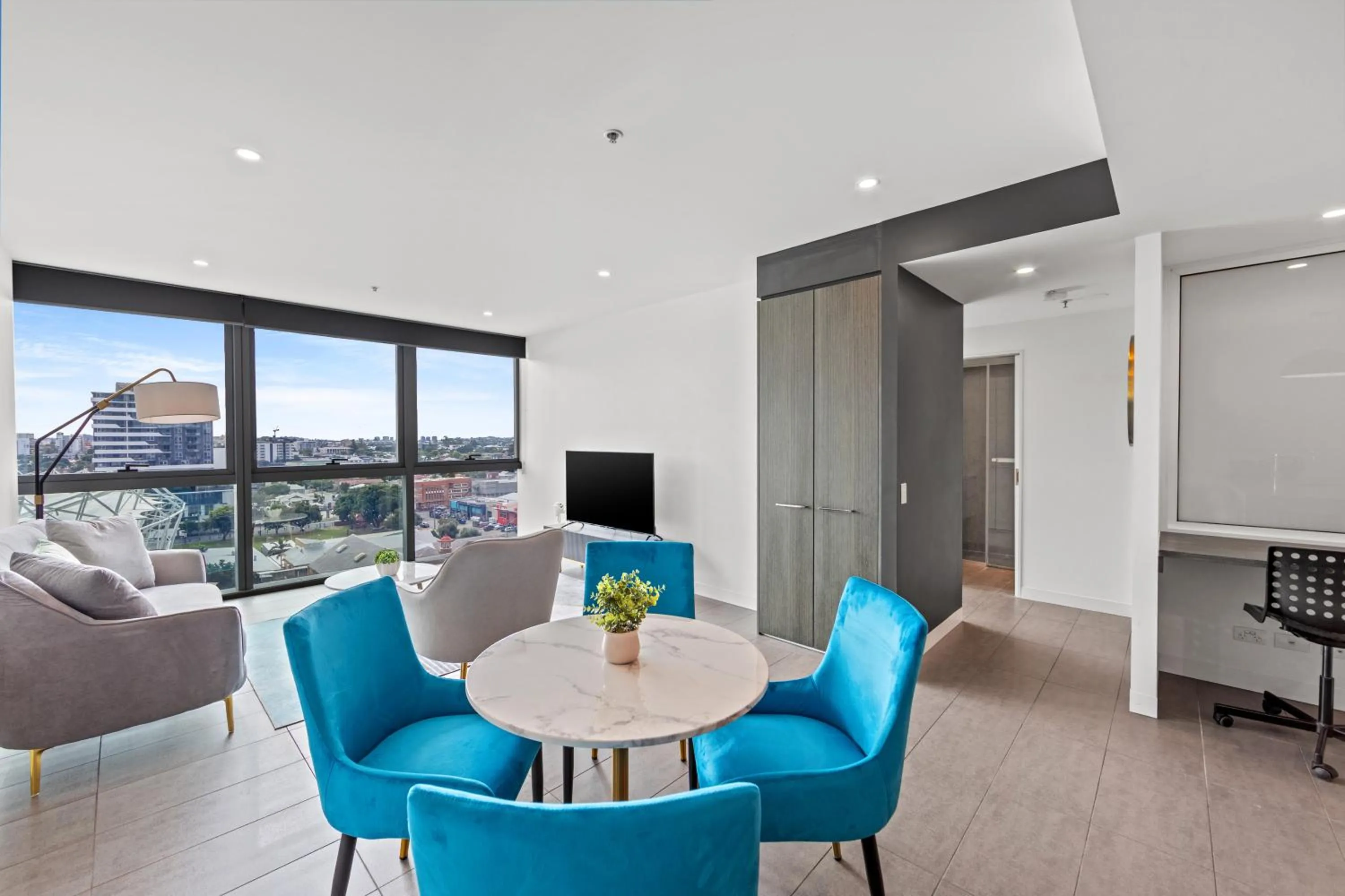Living room in Trafalgar Lane Apartments by CLLIX