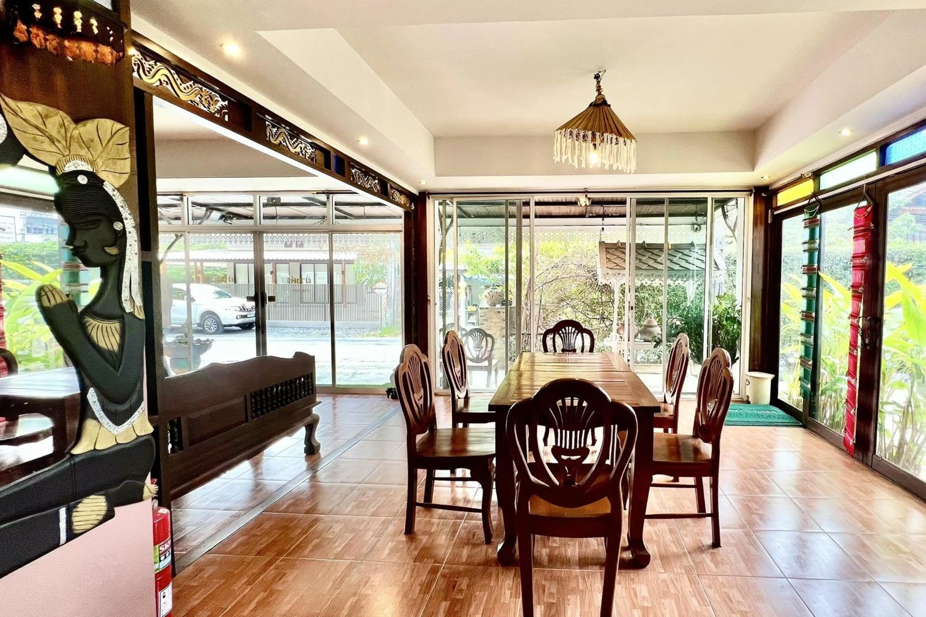 Seating area in LM Hostel