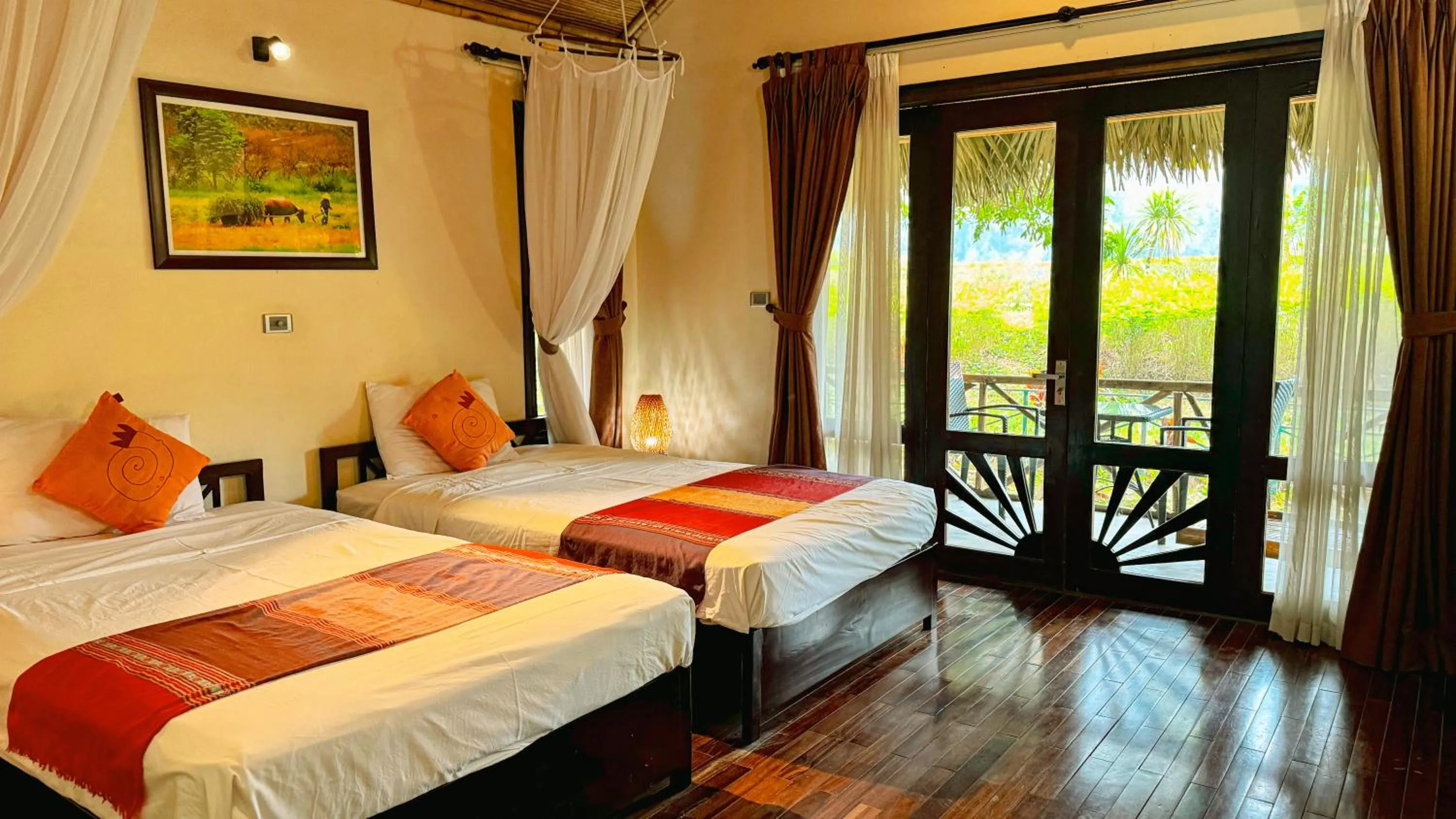 Bed in Mai Chau Villas