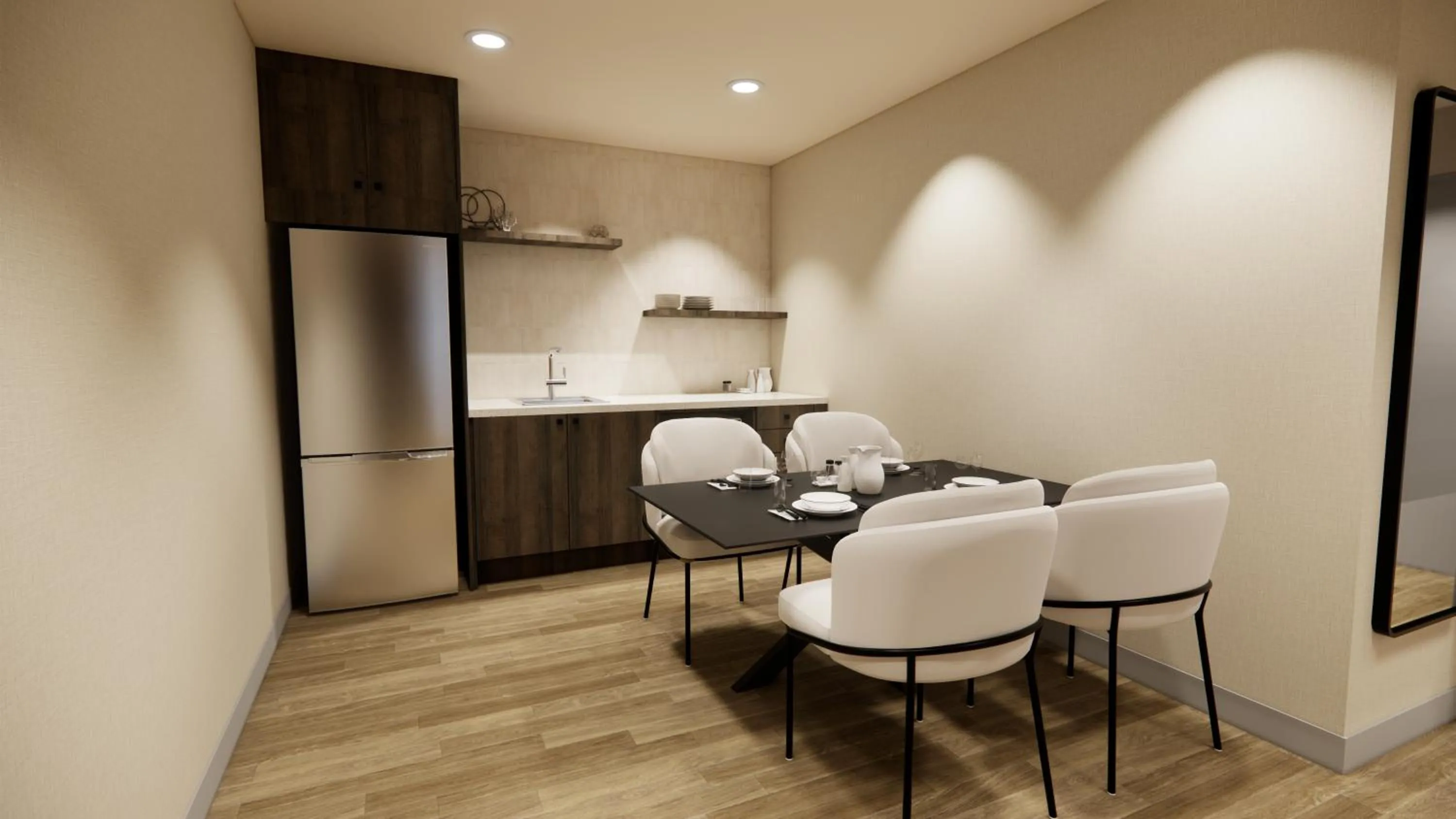 Kitchen or kitchenette in Kins Hotel