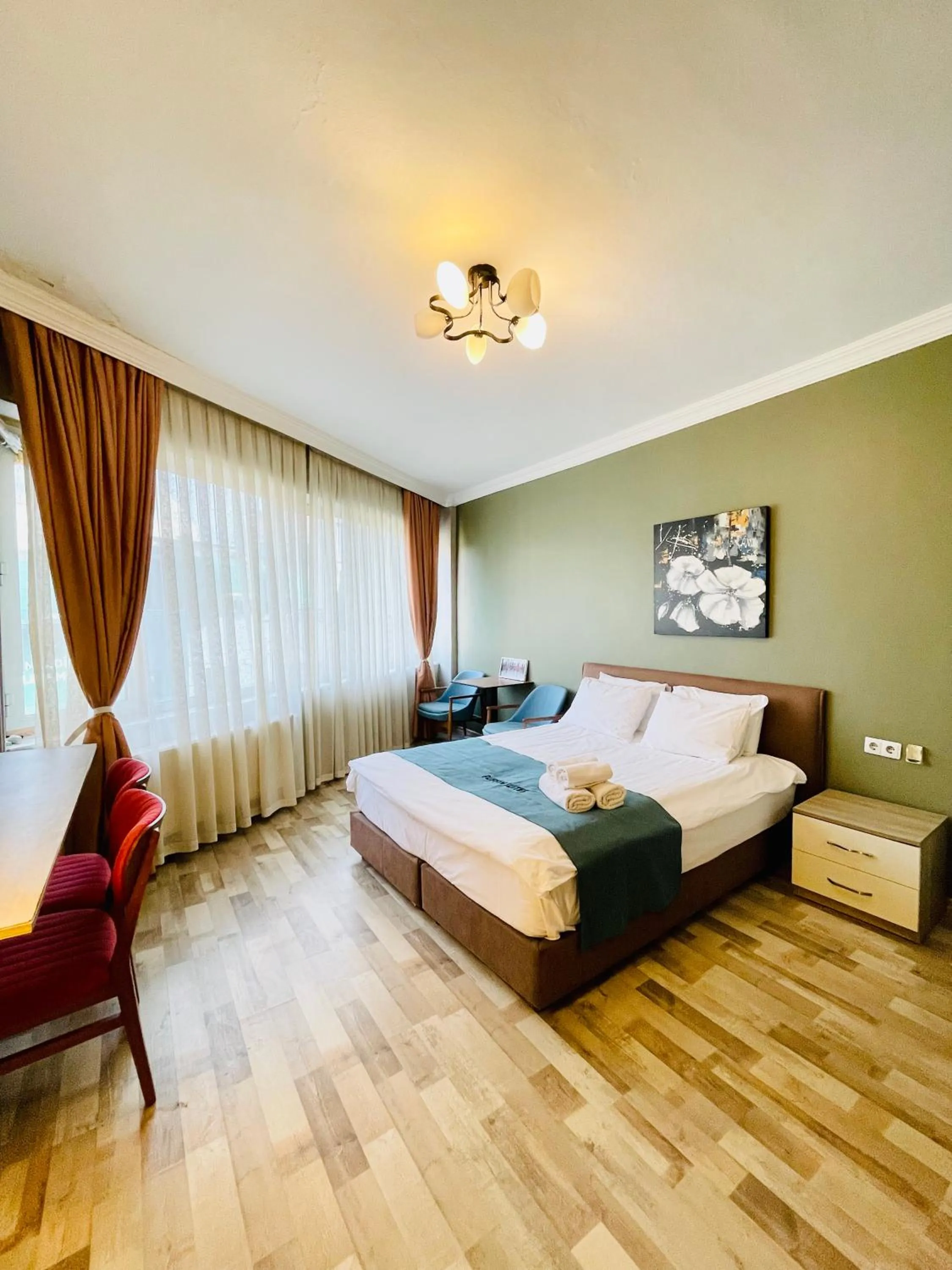 Bed in Puffin Suites