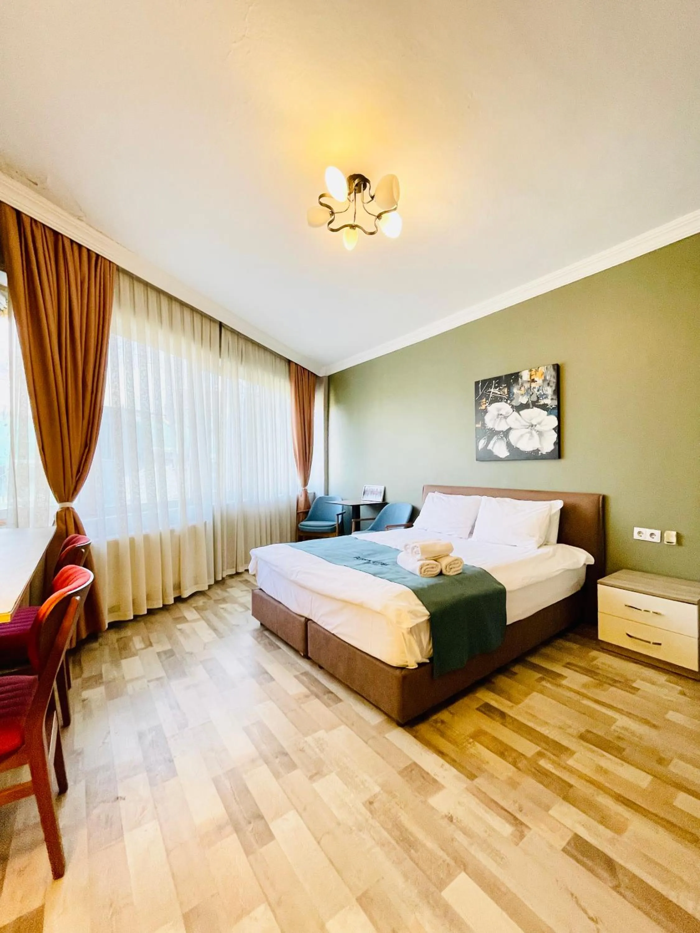 Bed in Puffin Suites