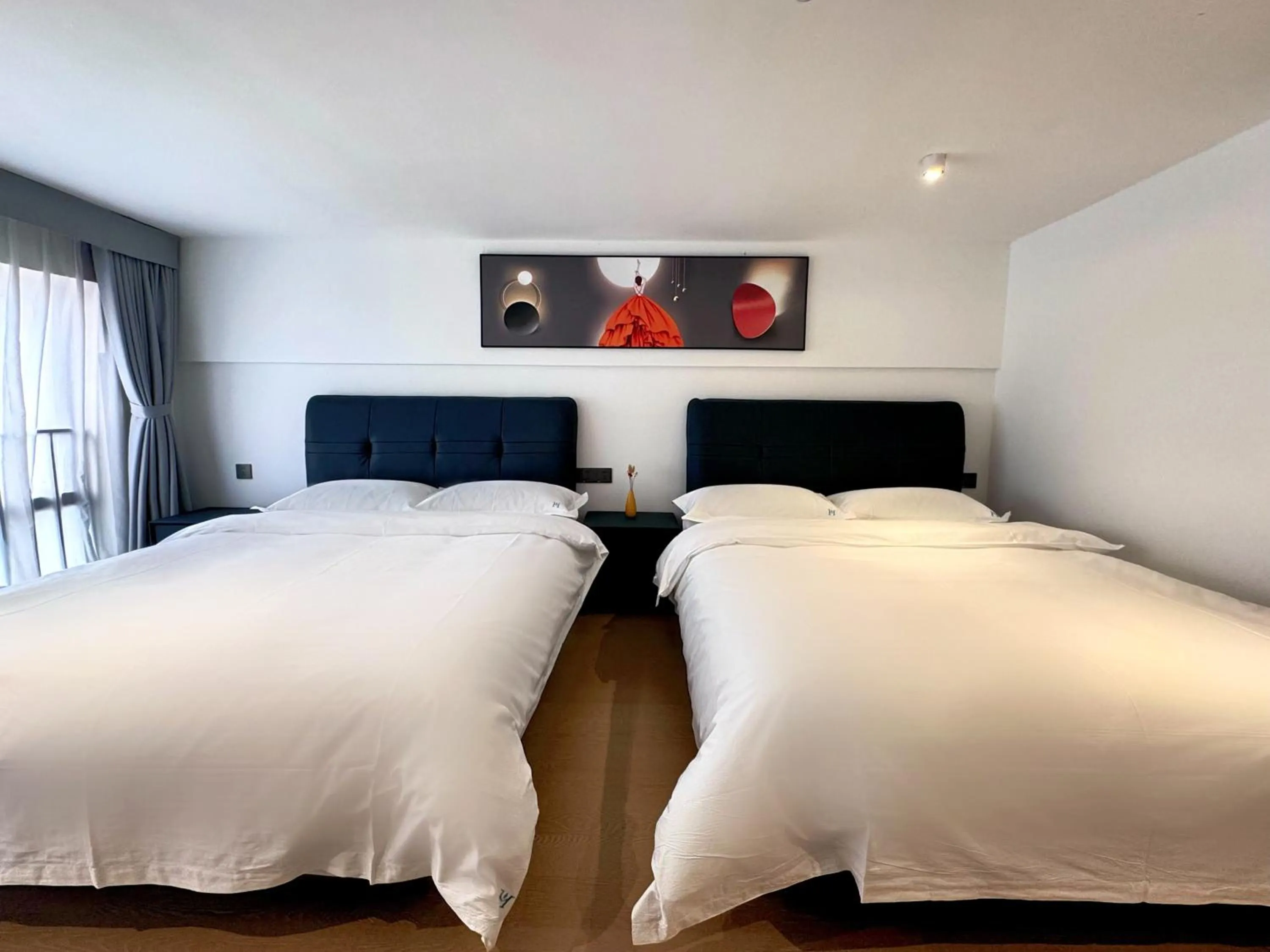 Bed in Mihua International Apartment - Guangzhou Yangang Subway Station Branch