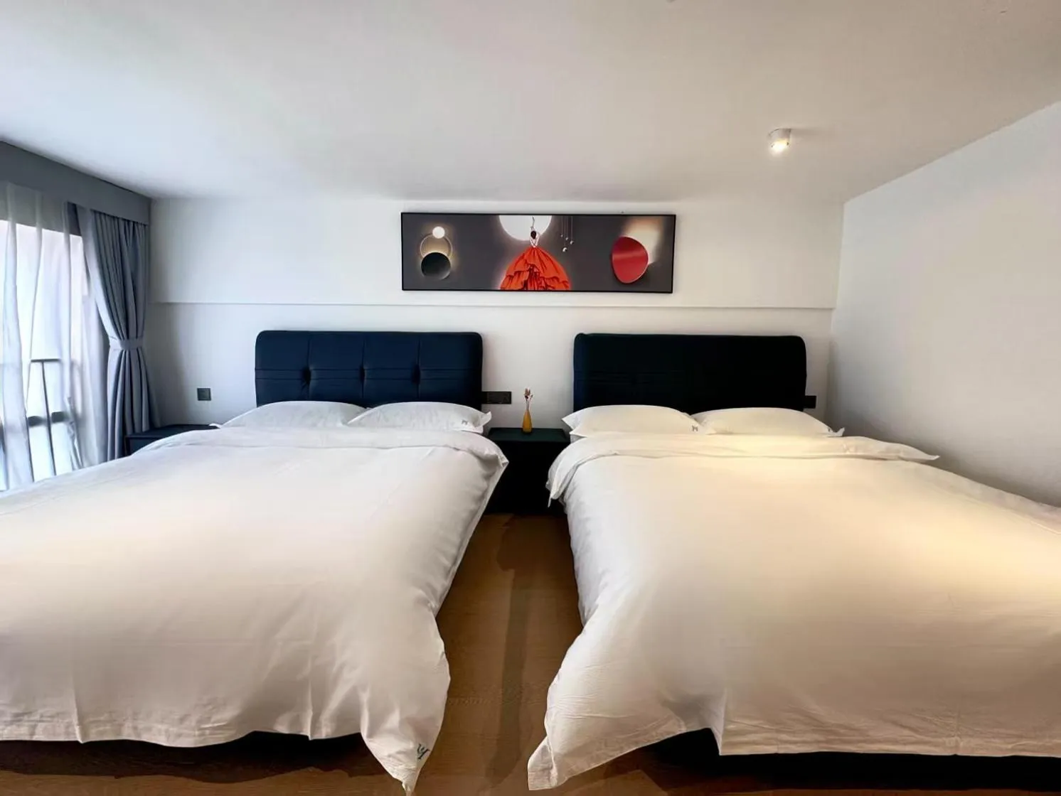 Bed in Mihua International Apartment - Guangzhou Yangang Subway Station Branch