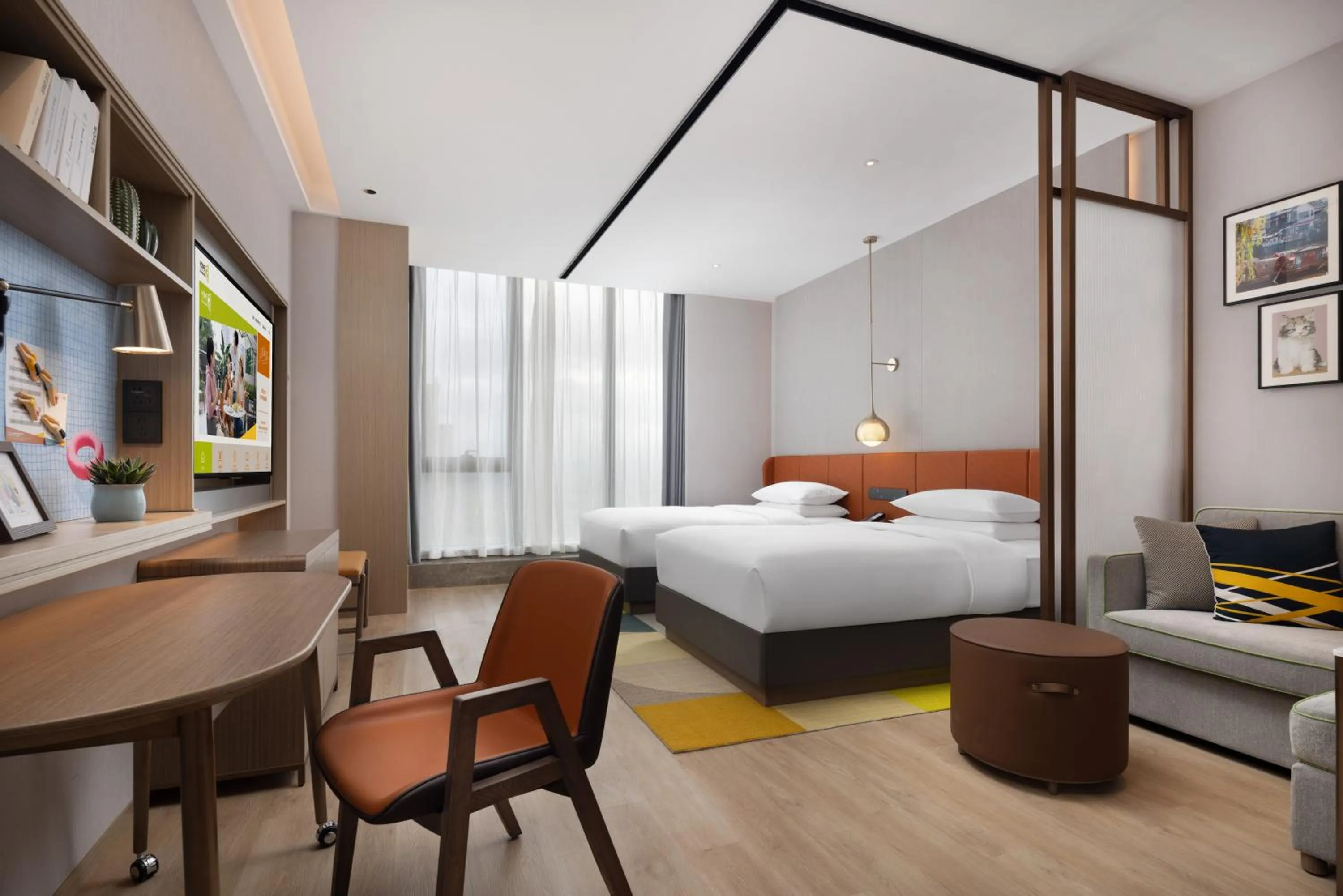 Bed in Home2 Suite by Hilton Yiwu World Trade Center