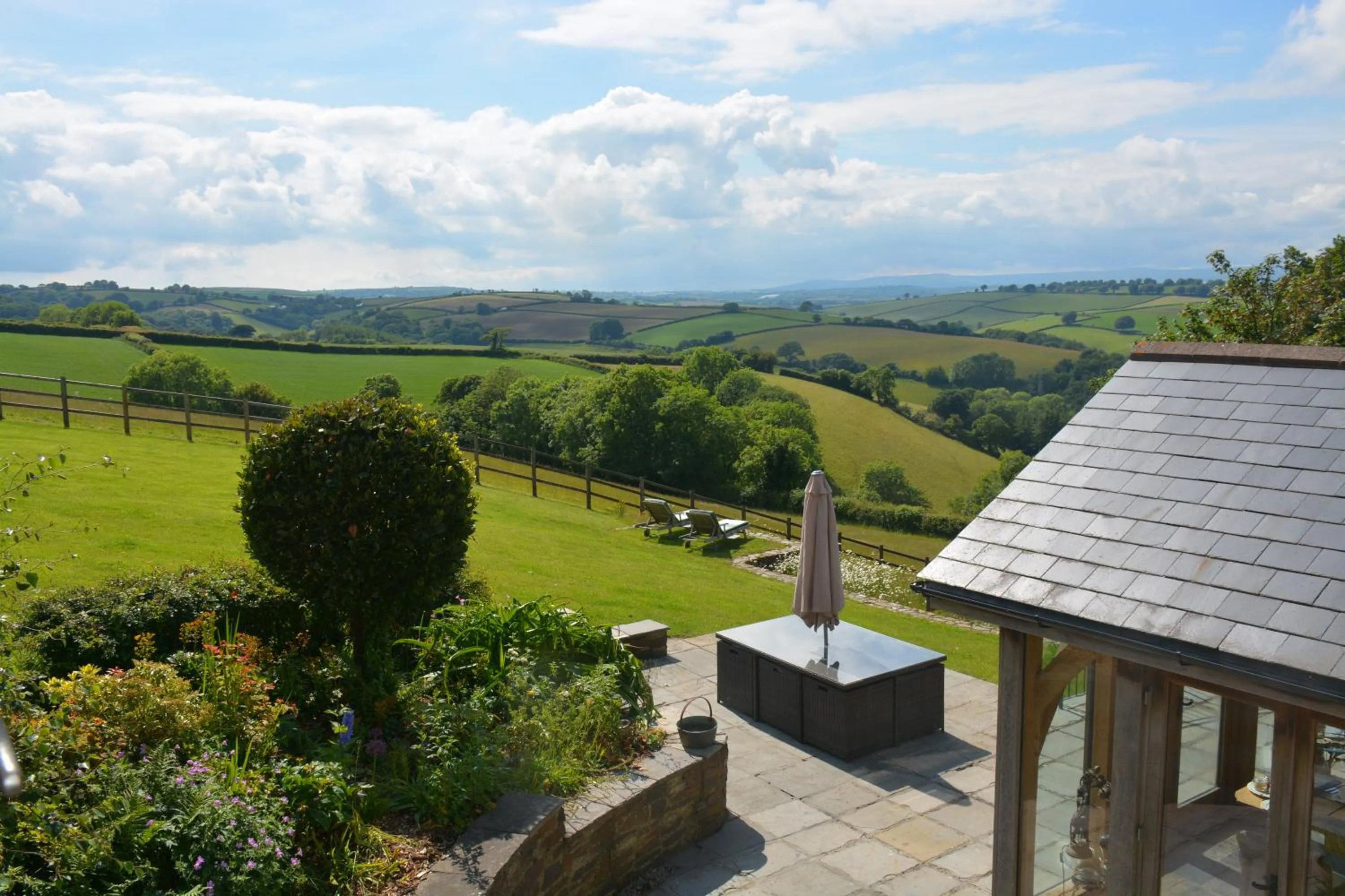 Garden view in Kerswell Farmhouse