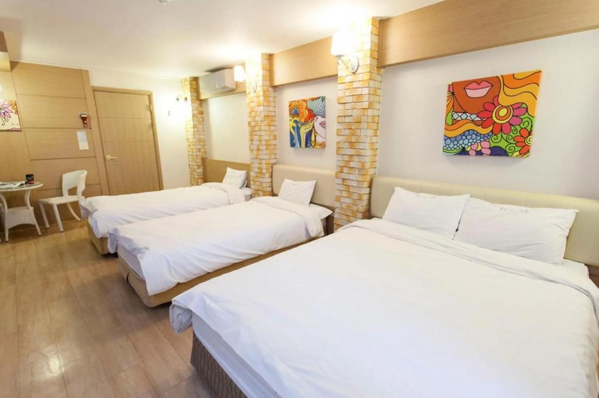 Bed in Tongyeong Bay Condo Hotel
