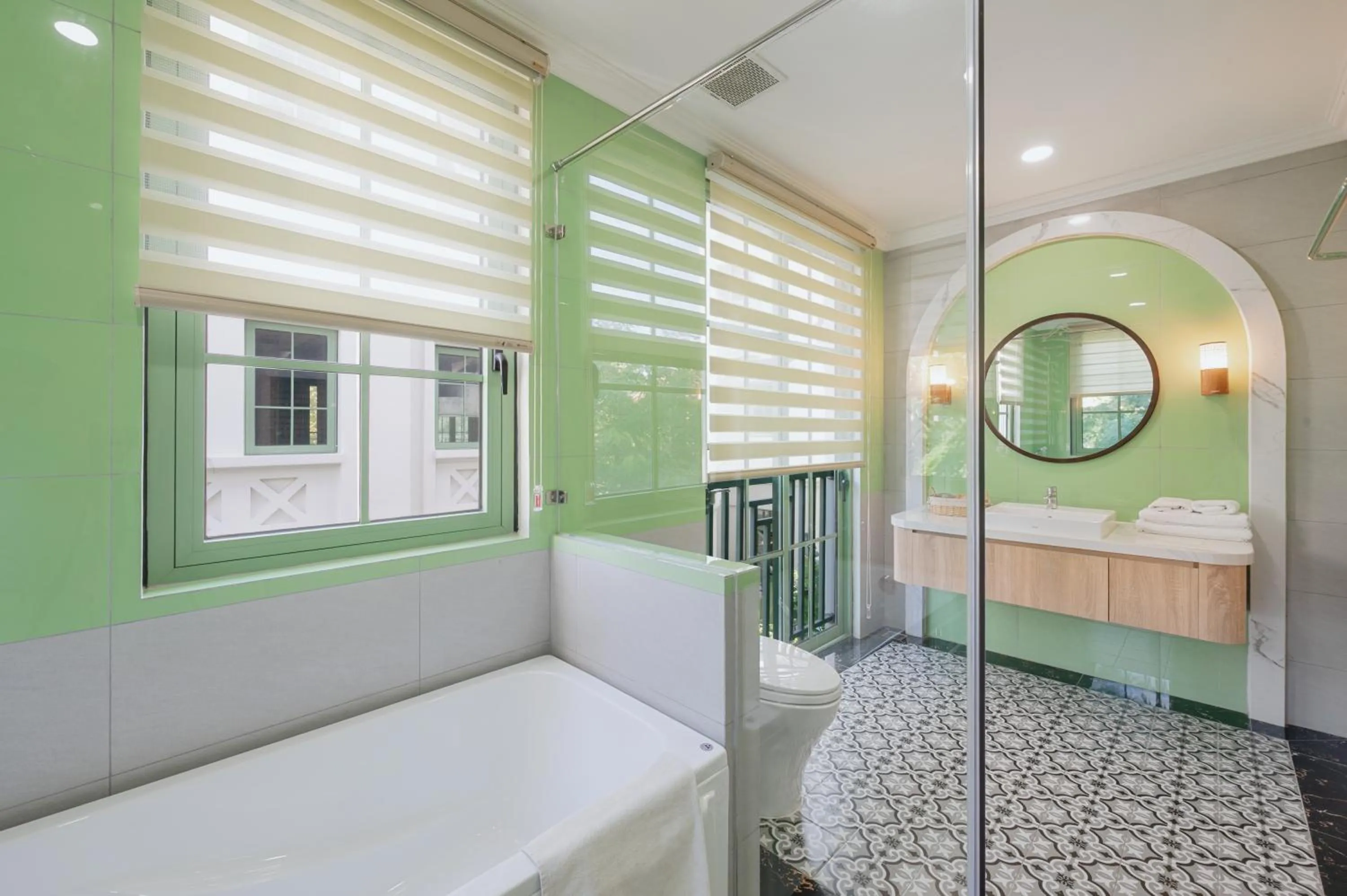 Bathroom, Bed in La isla Apartments & Villas - Sea View & Fireworks Phu Quoc