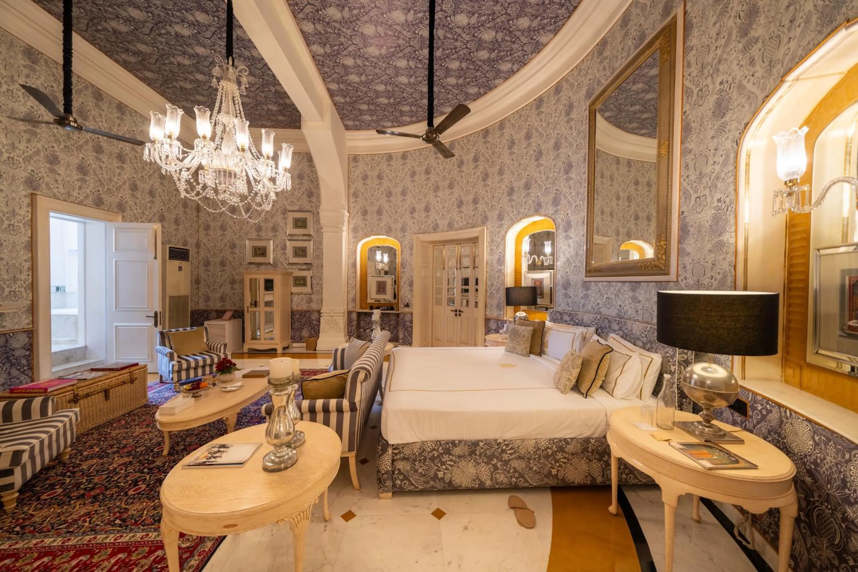 Photo of the whole room, Bed in Rajmahal Palace RAAS