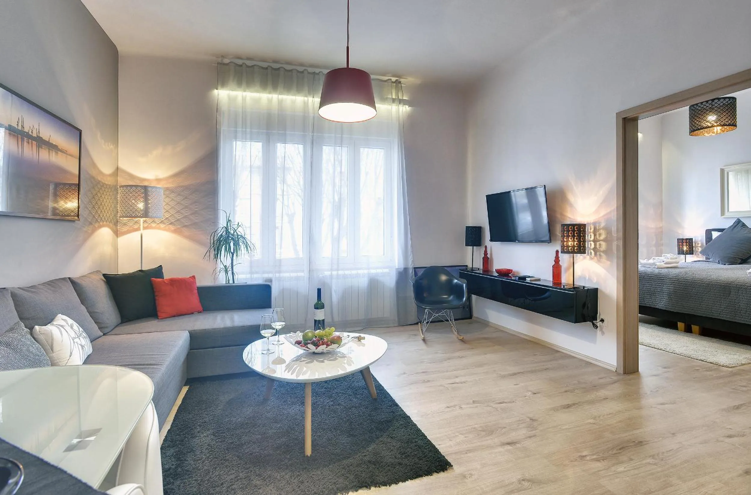 Living room, Bed in D&A Center Apartments with FREE Parking