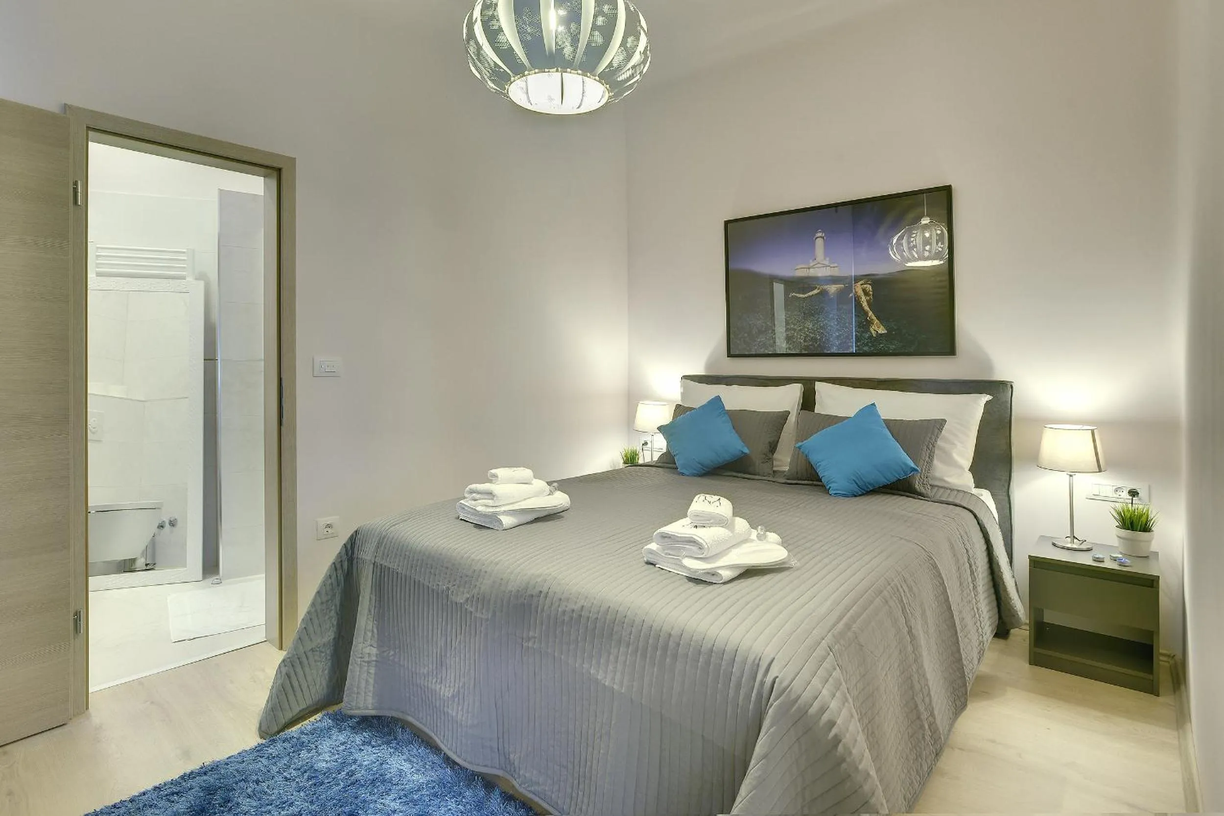 Bedroom, Bed in D&A Center Apartments with FREE Parking